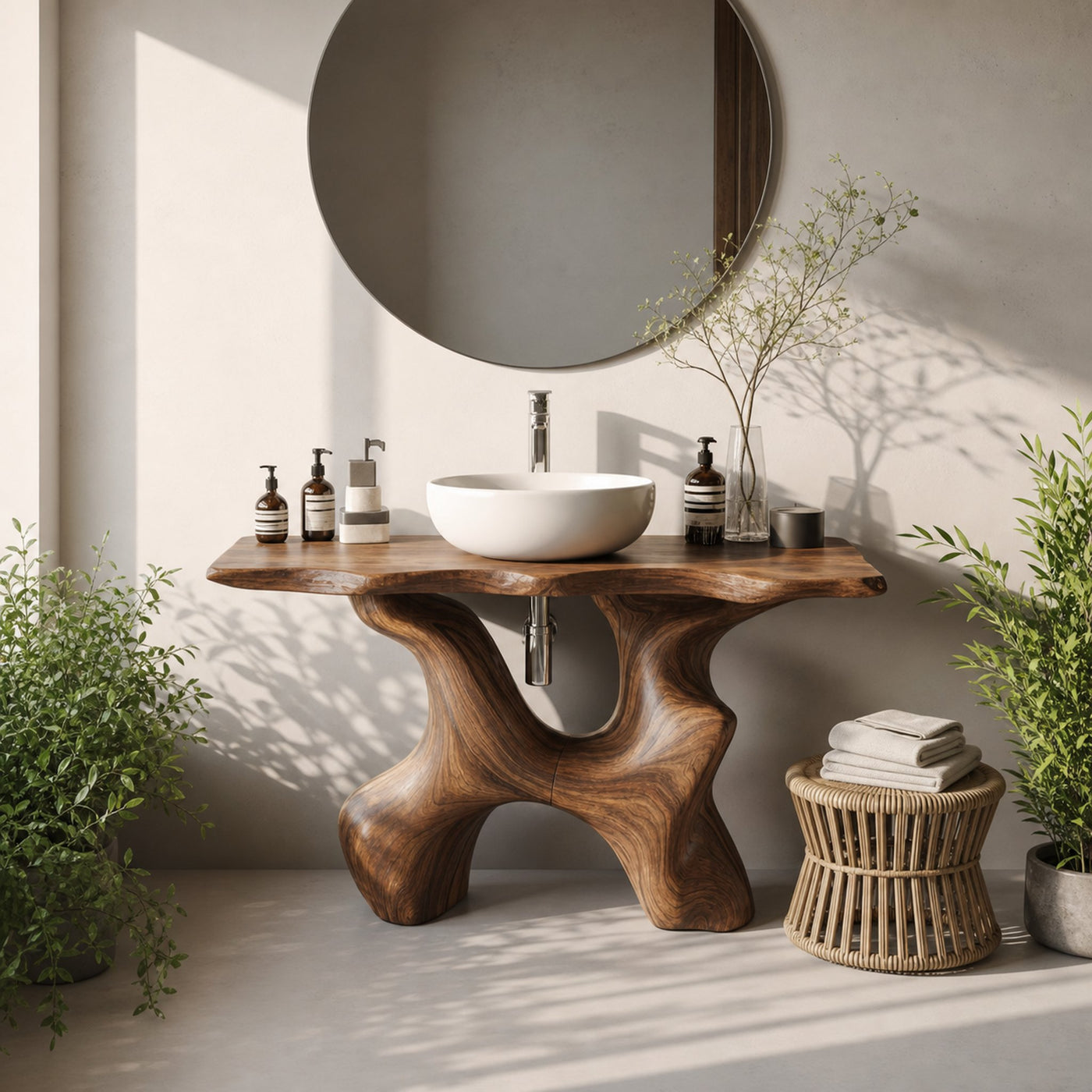 Rustic Solid Wood Vanity For Handmade Bathroom Look - product view 7