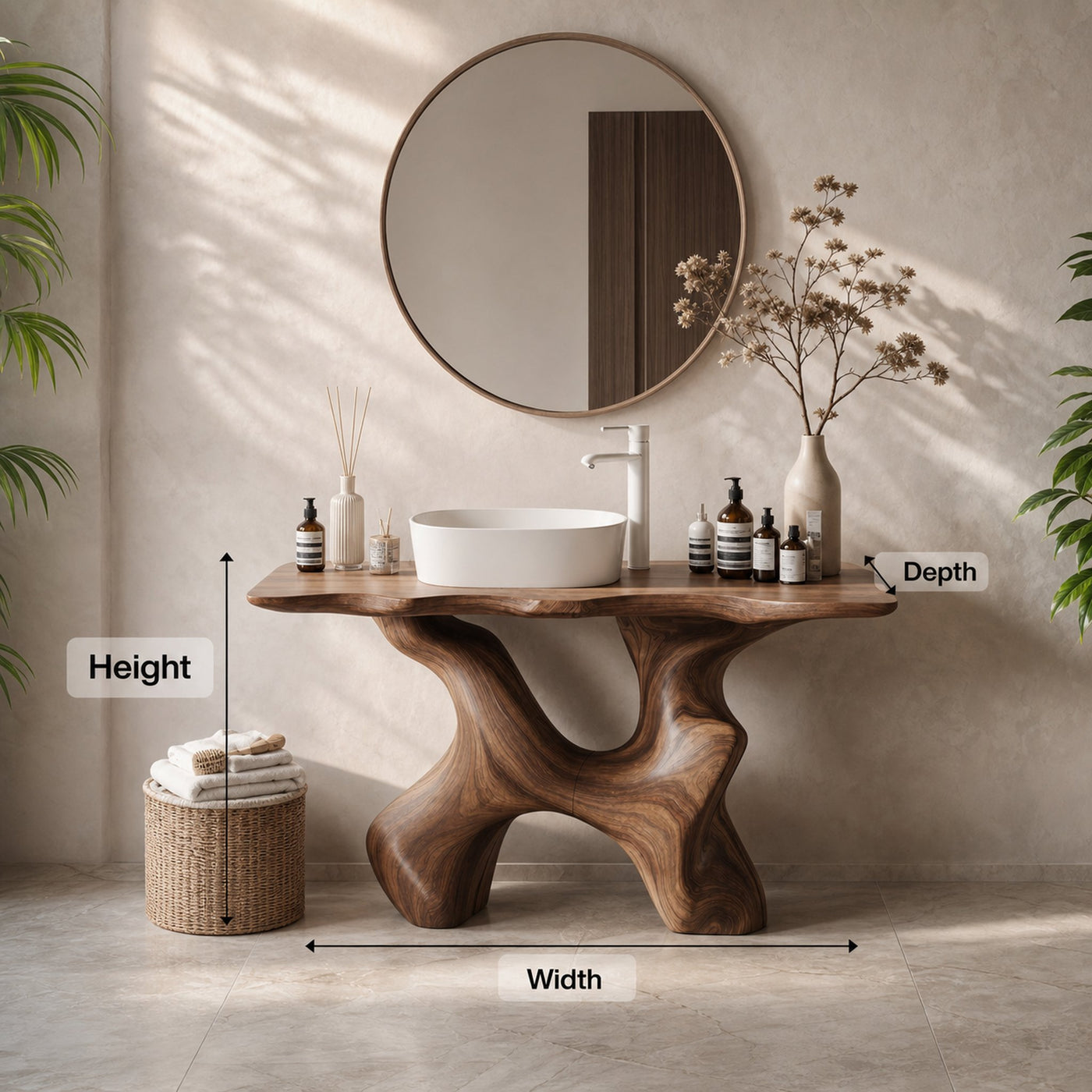 Rustic Solid Wood Vanity For Handmade Bathroom Look - product view 8