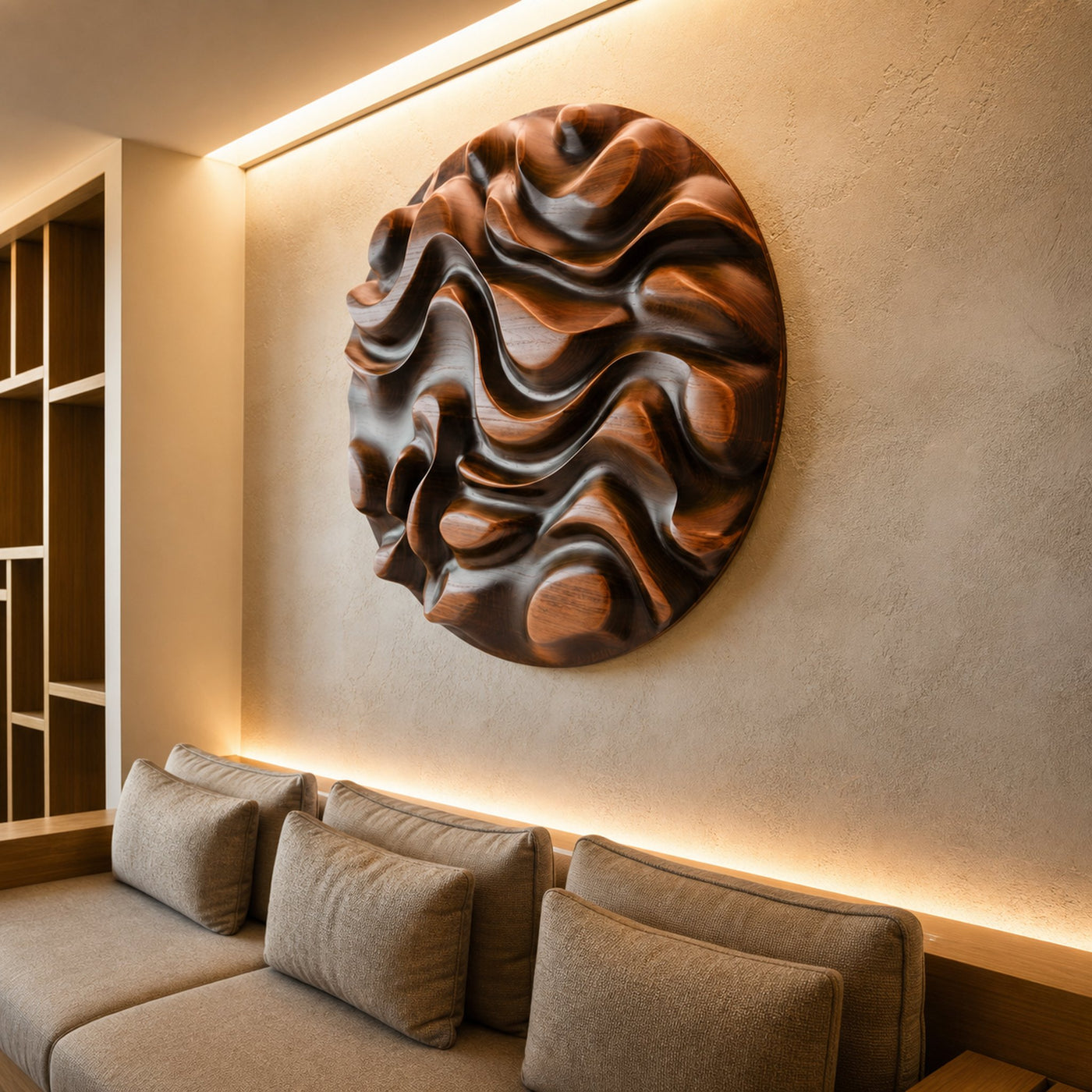 Rustic Style Handcrafted Wooden Wall Sculpture Art For Living Room And Bedroom Decor