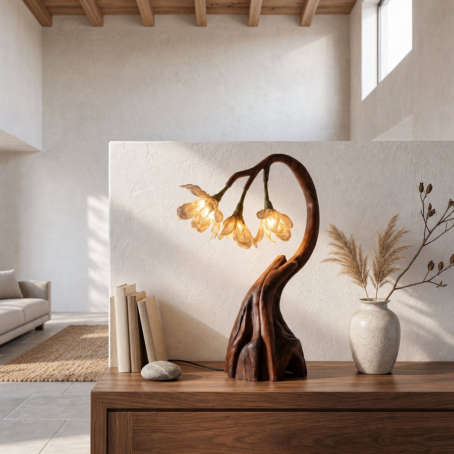Rustic Tree Branch Table Lamp With Sculptural Wood Base For Living Room And Bedroom