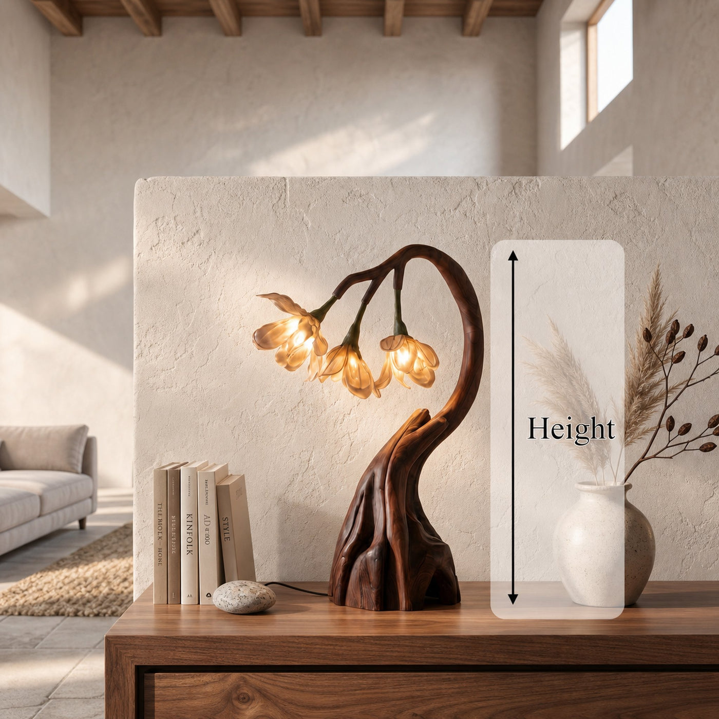 Rustic Tree Branch Table Lamp With Sculptural Wood Base For Living Room And Bedroom - product view 8