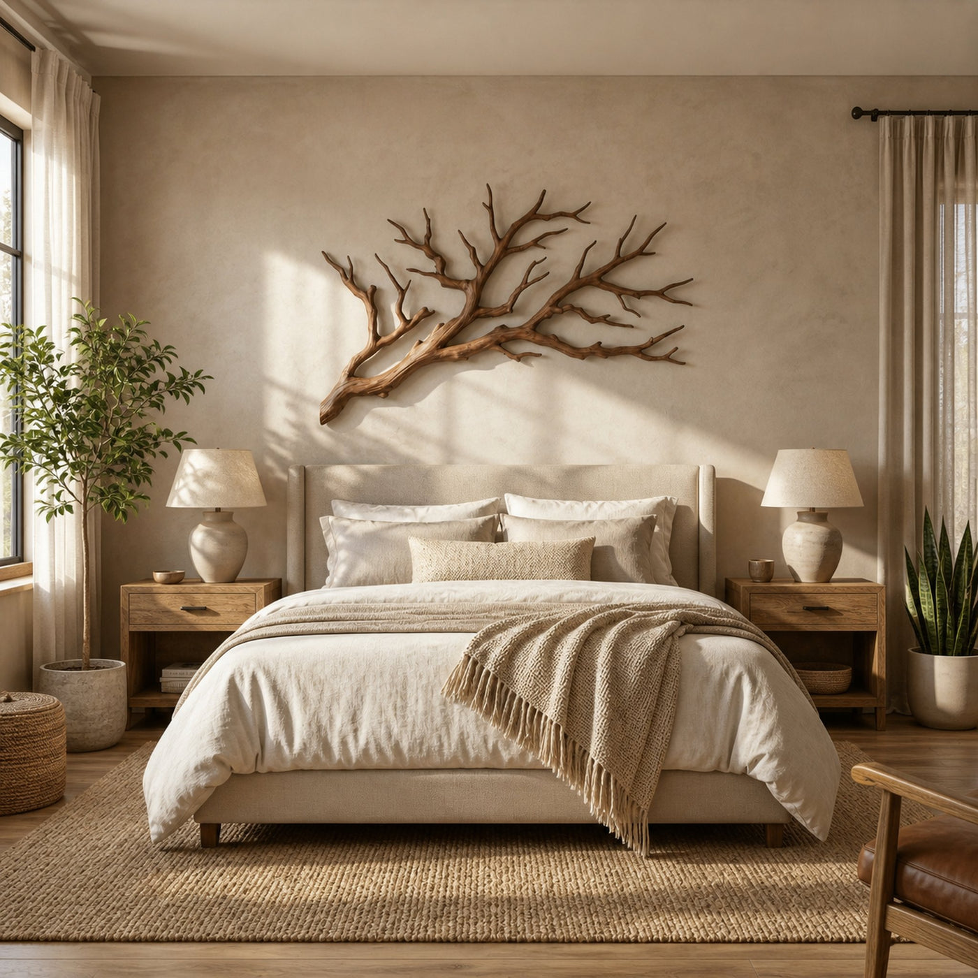 Rustic Tree Branch Wooden Wall Decor For Bedroom Headboard Wall Art - product view 2