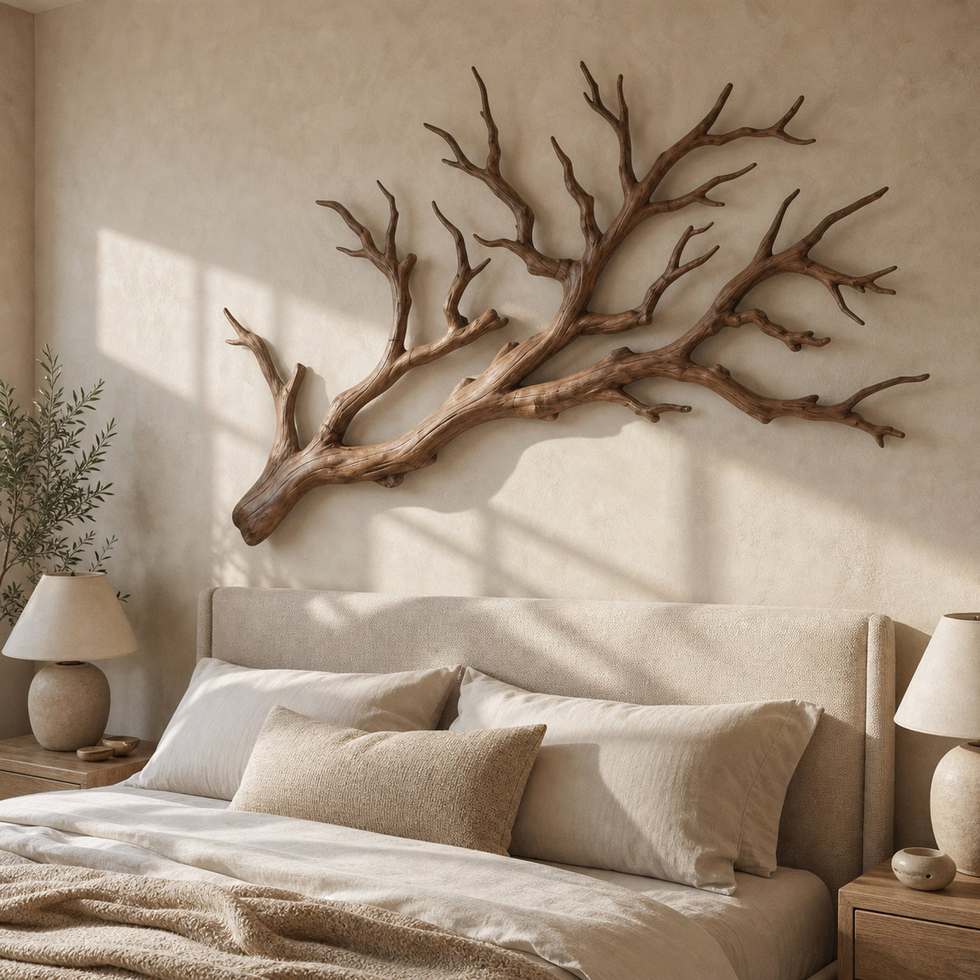 Rustic Tree Branch Wooden Wall Decor For Bedroom Headboard Wall Art - product view 5