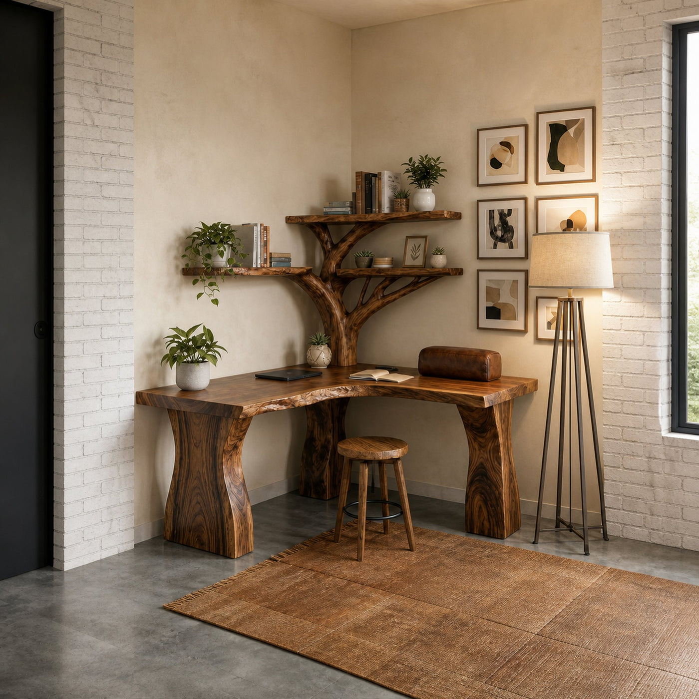 Rustic Tree Corner Desk For Home Office And Bedroom - product view 2