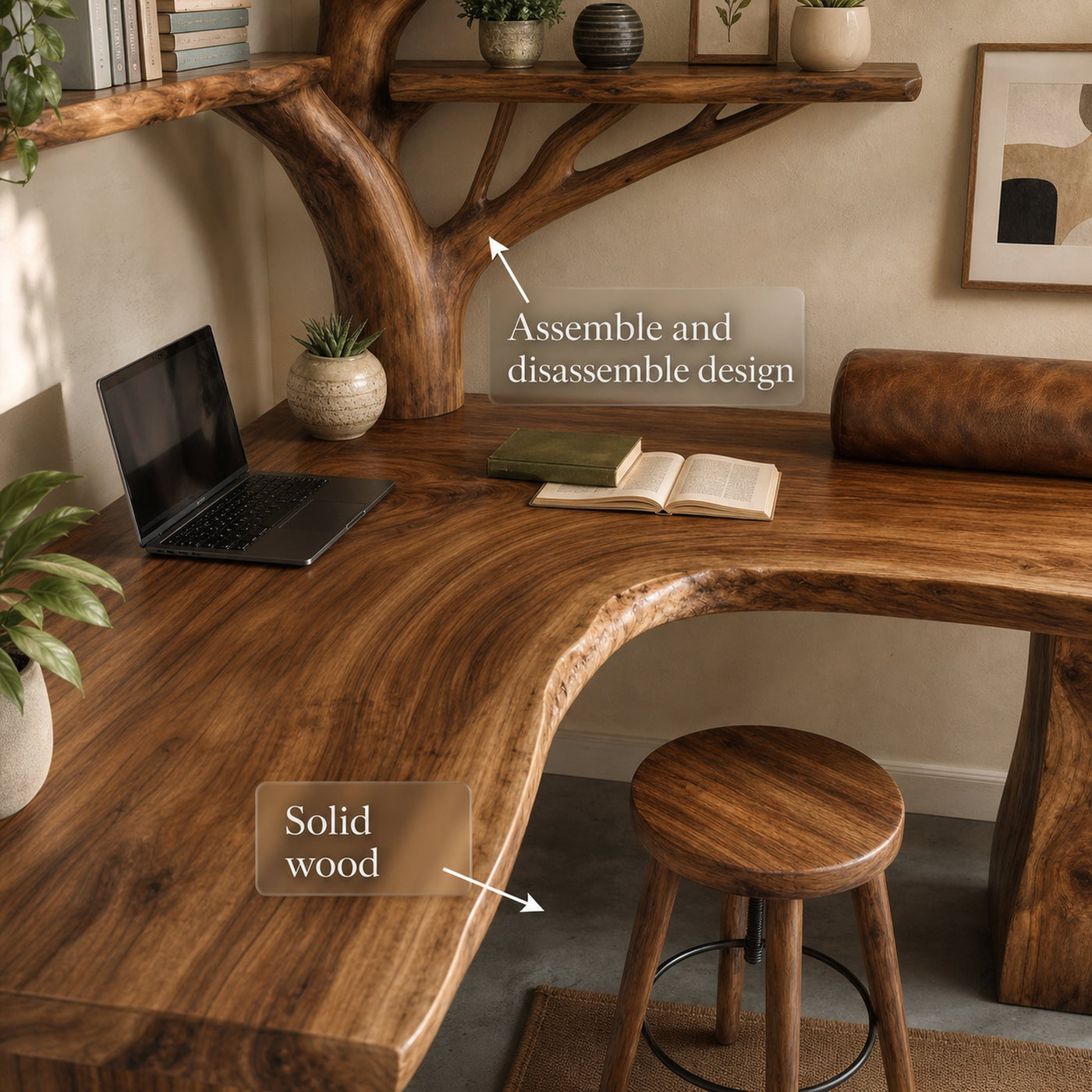 Rustic Tree Corner Desk For Home Office And Bedroom - product view 4