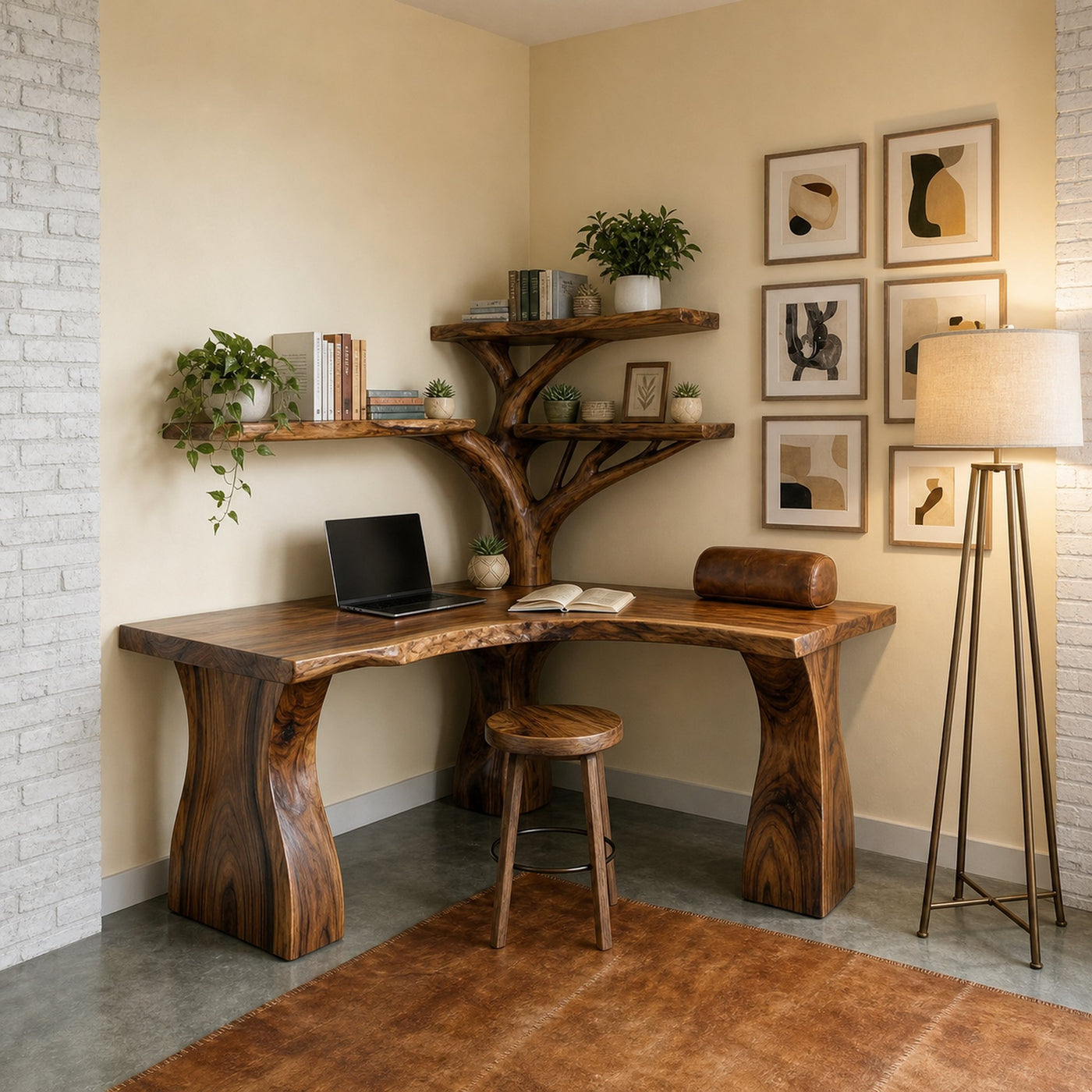 Rustic Tree Corner Desk For Home Office And Bedroom - product view 5
