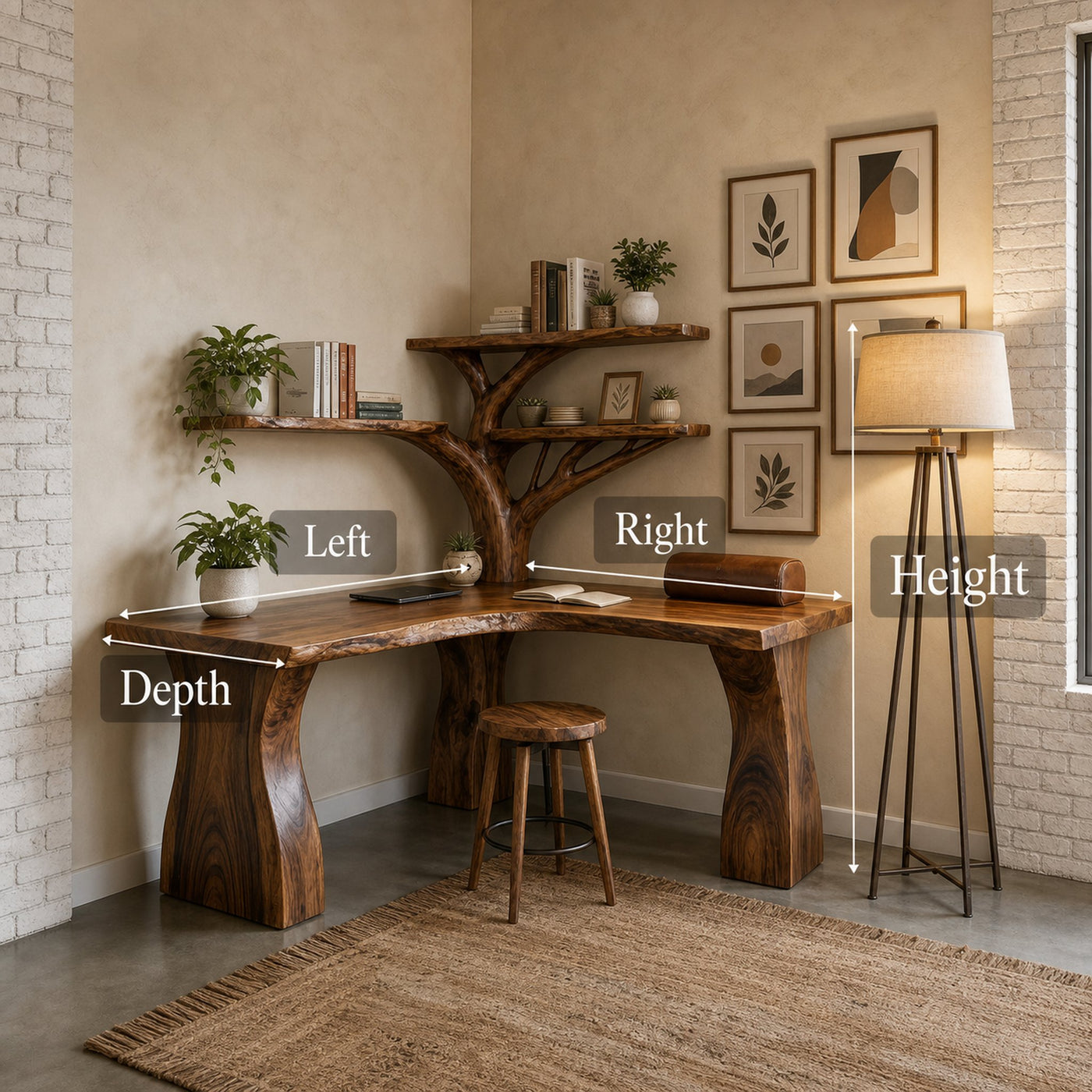 Rustic Tree Corner Desk For Home Office And Bedroom - product view 6