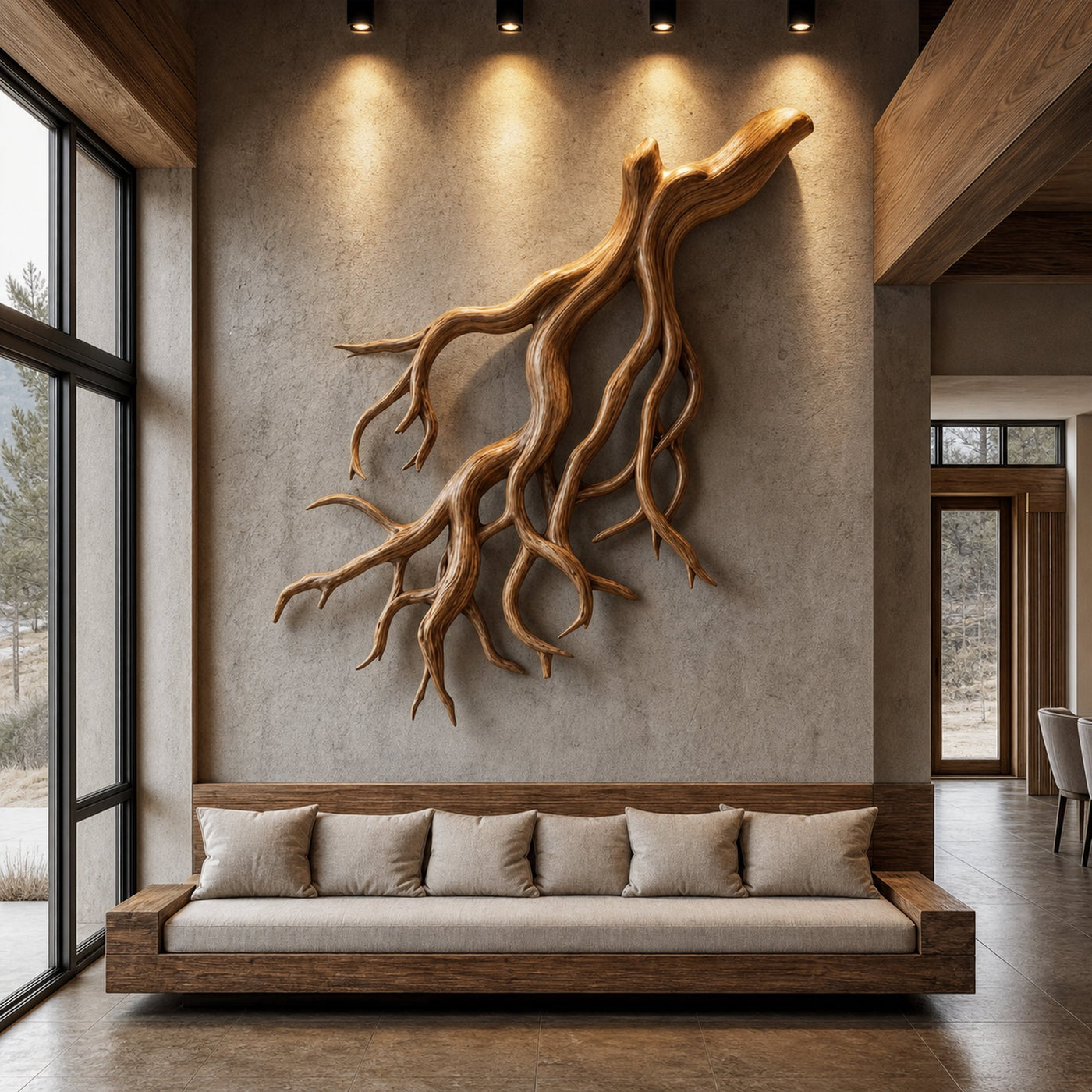 Rustic Tree Root Wall Art Living Room And Lounge - product view 2