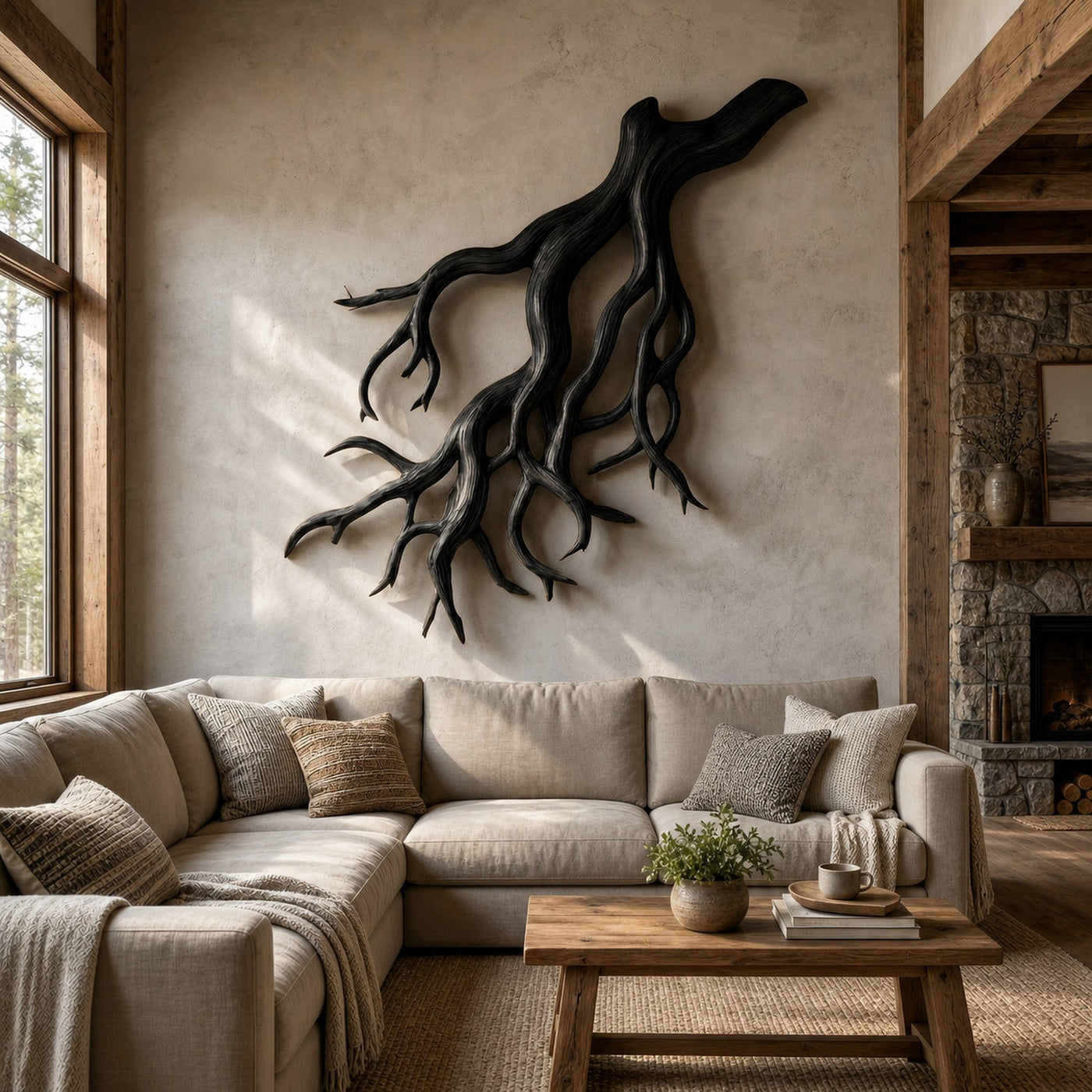 Rustic Tree Root Wall Art Living Room And Lounge - product view 3