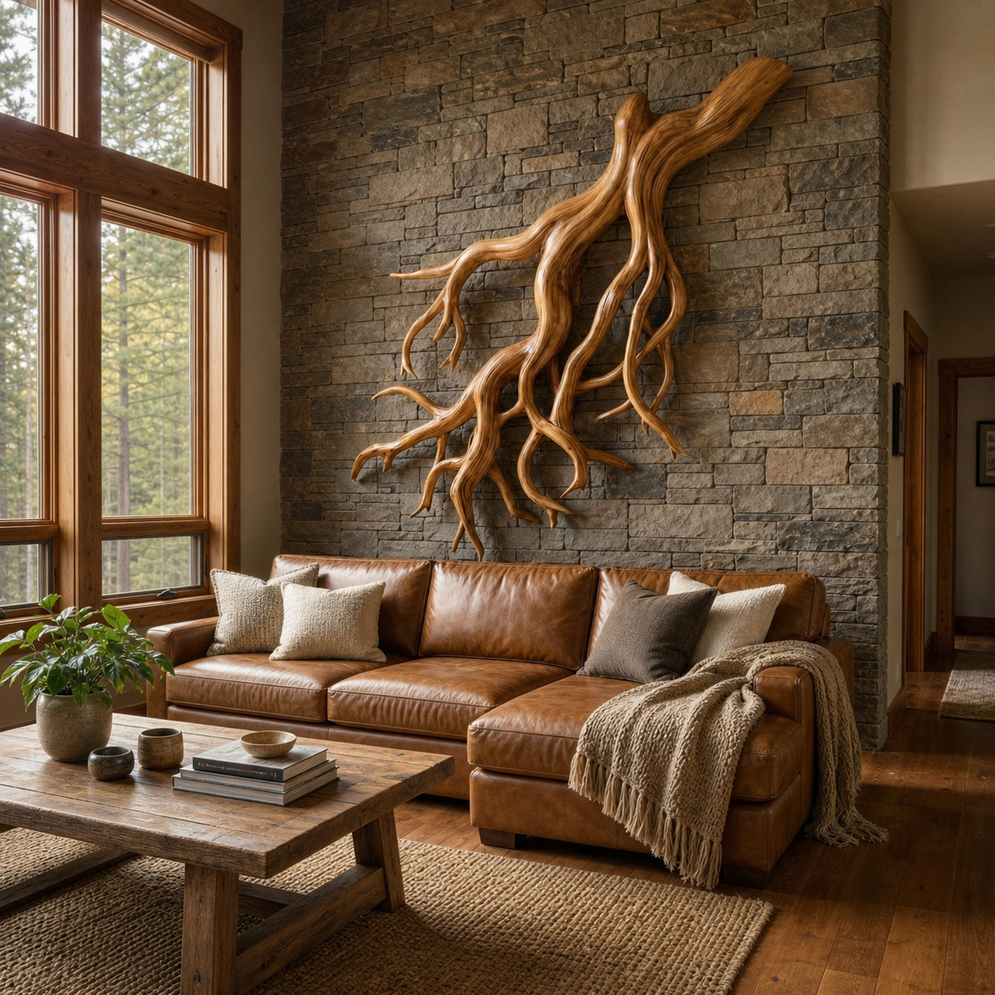 Rustic Tree Root Wall Art Living Room And Lounge - product view 4