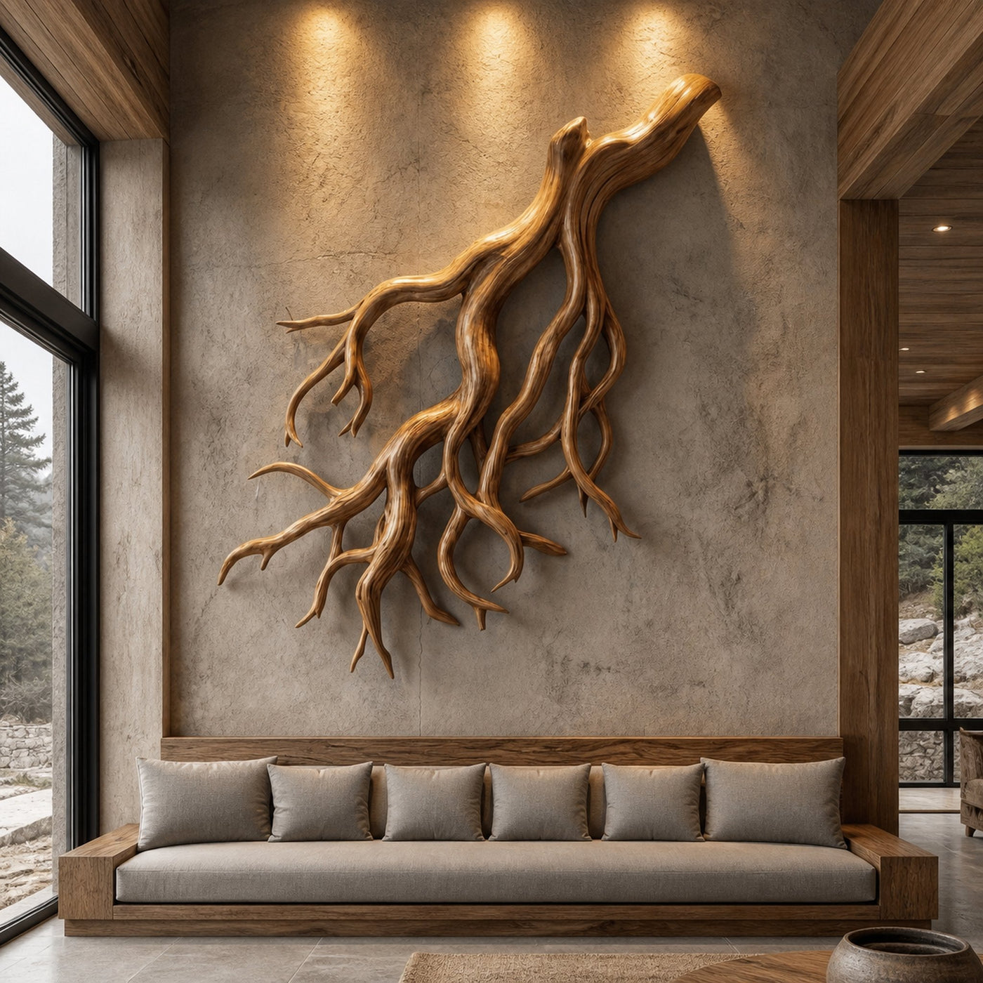 Rustic Tree Root Wall Art Living Room And Lounge - product view 5