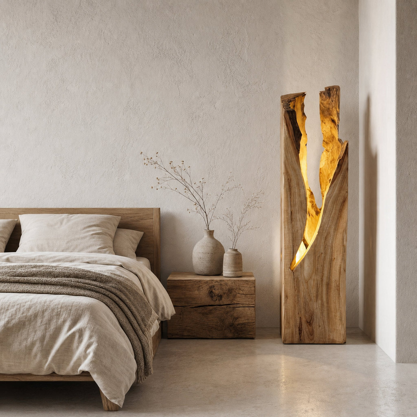 Rustic Tree Trunk Floor Lamp With Natural Hollow Wood Design For Living Room And Bedroom - product view 4
