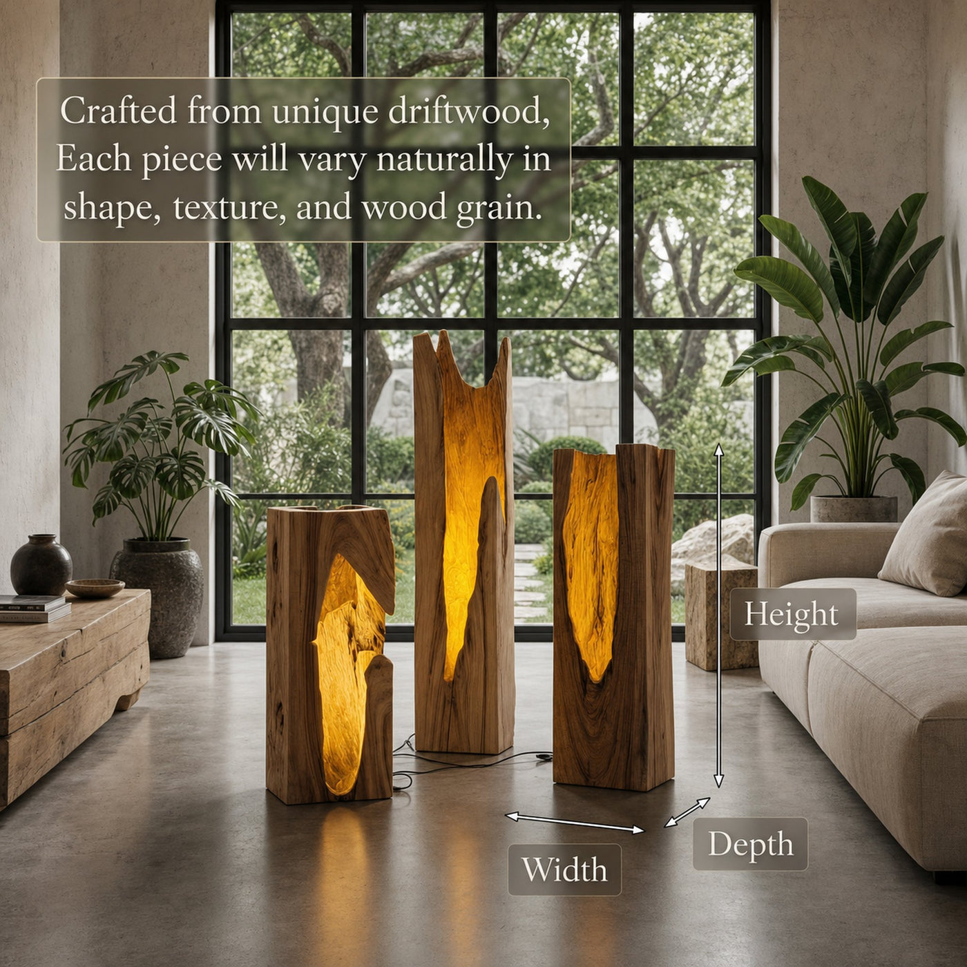 Rustic Tree Trunk Floor Lamp With Natural Hollow Wood Design For Living Room And Bedroom - product view 5
