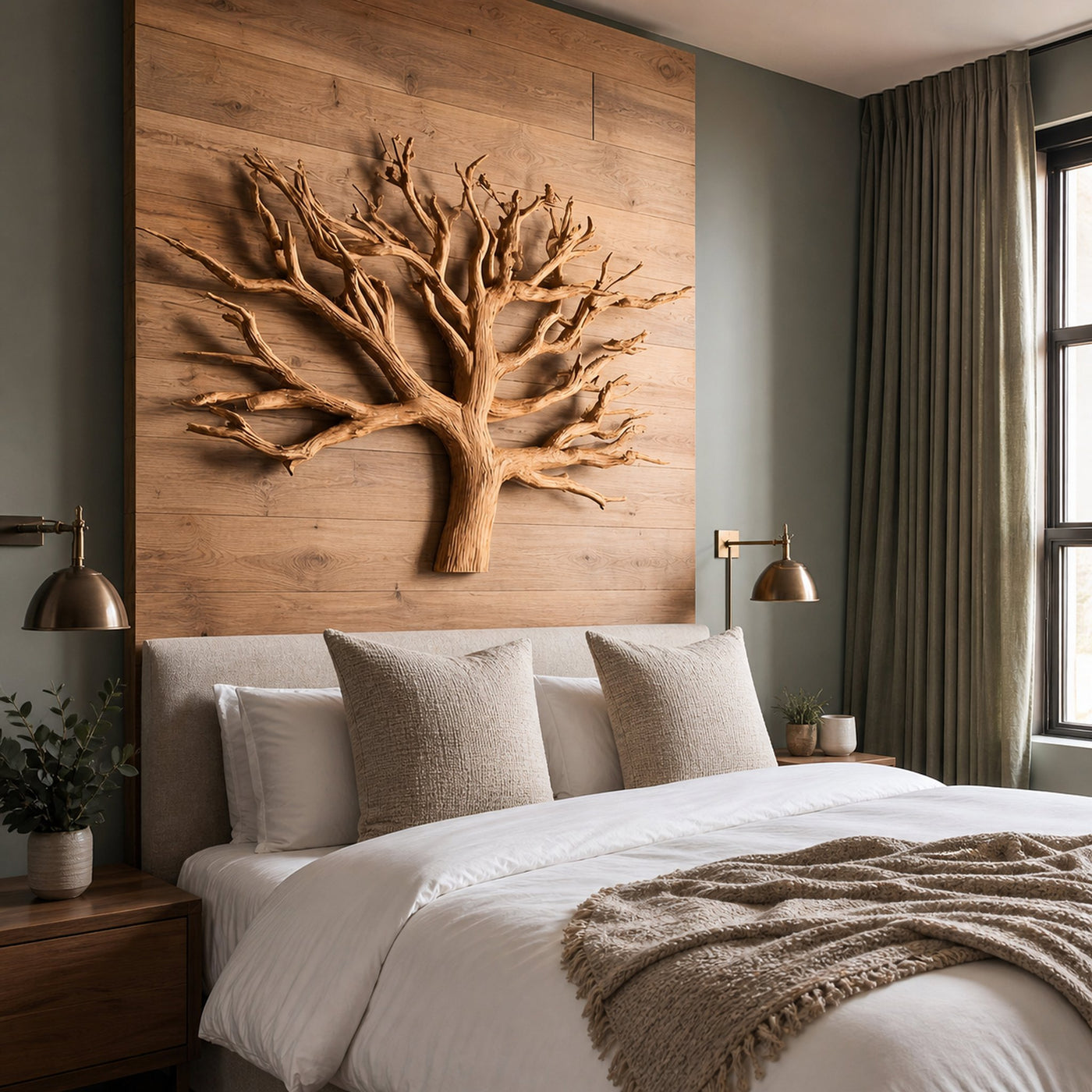 Rustic Tree Wall Art For Bedroom And Headboard Area