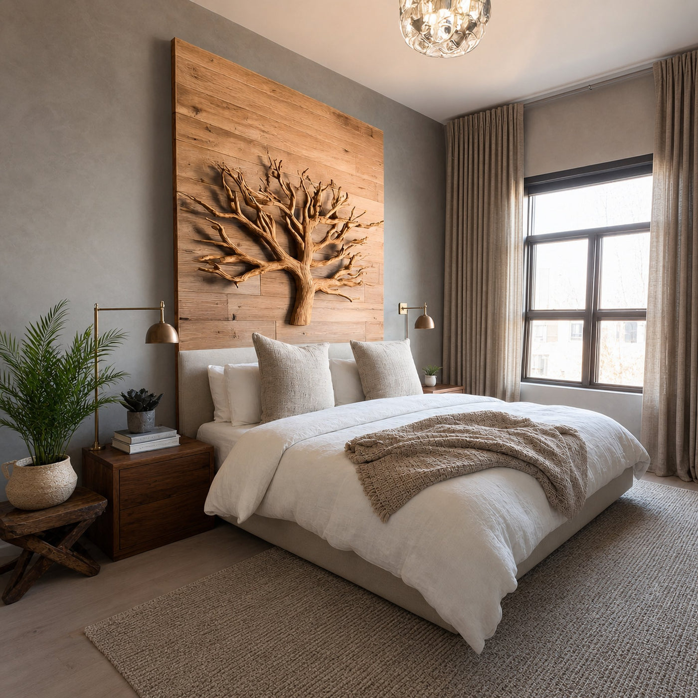 Rustic Tree Wall Art For Bedroom And Headboard Area - product view 2