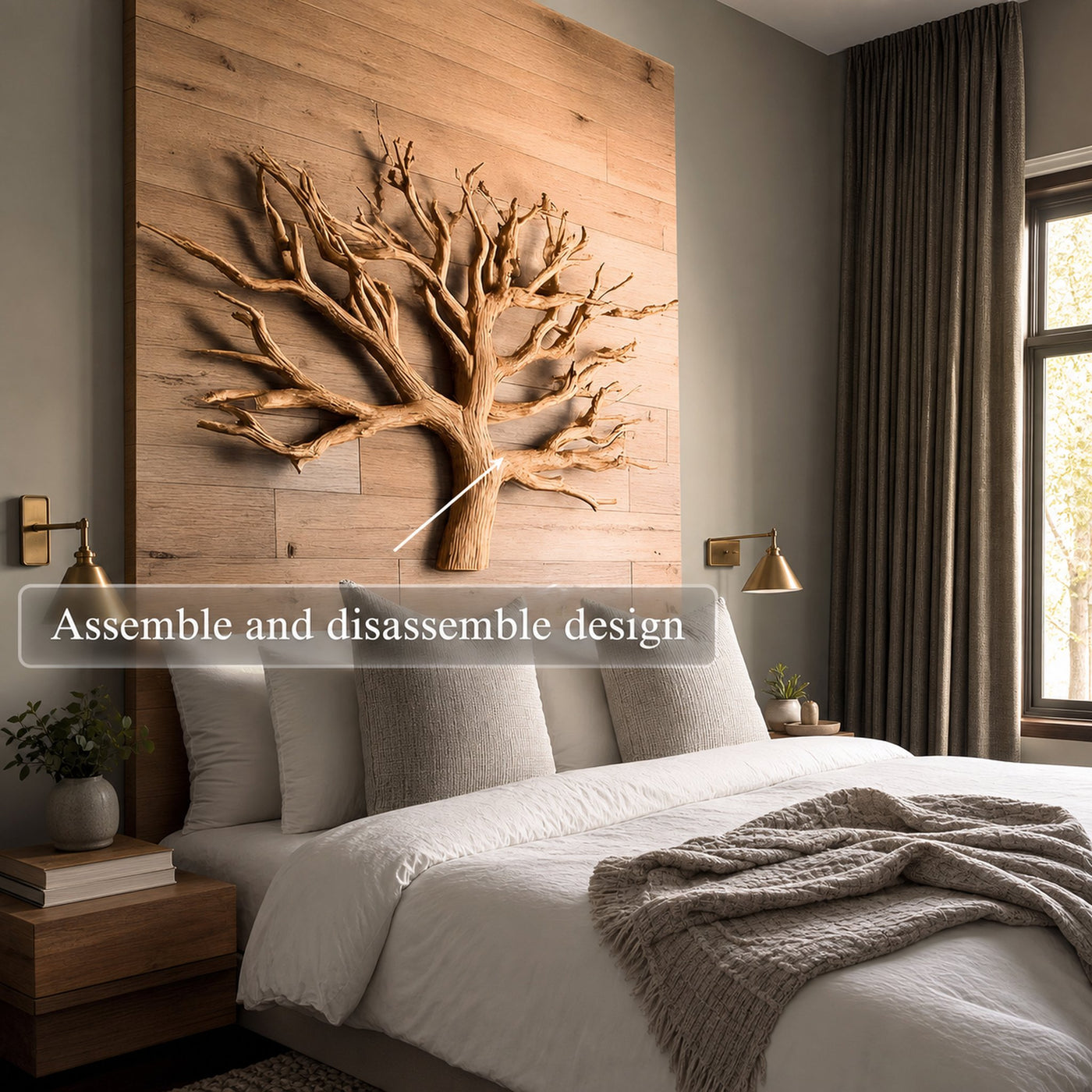 Rustic Tree Wall Art For Bedroom And Headboard Area - product view 4