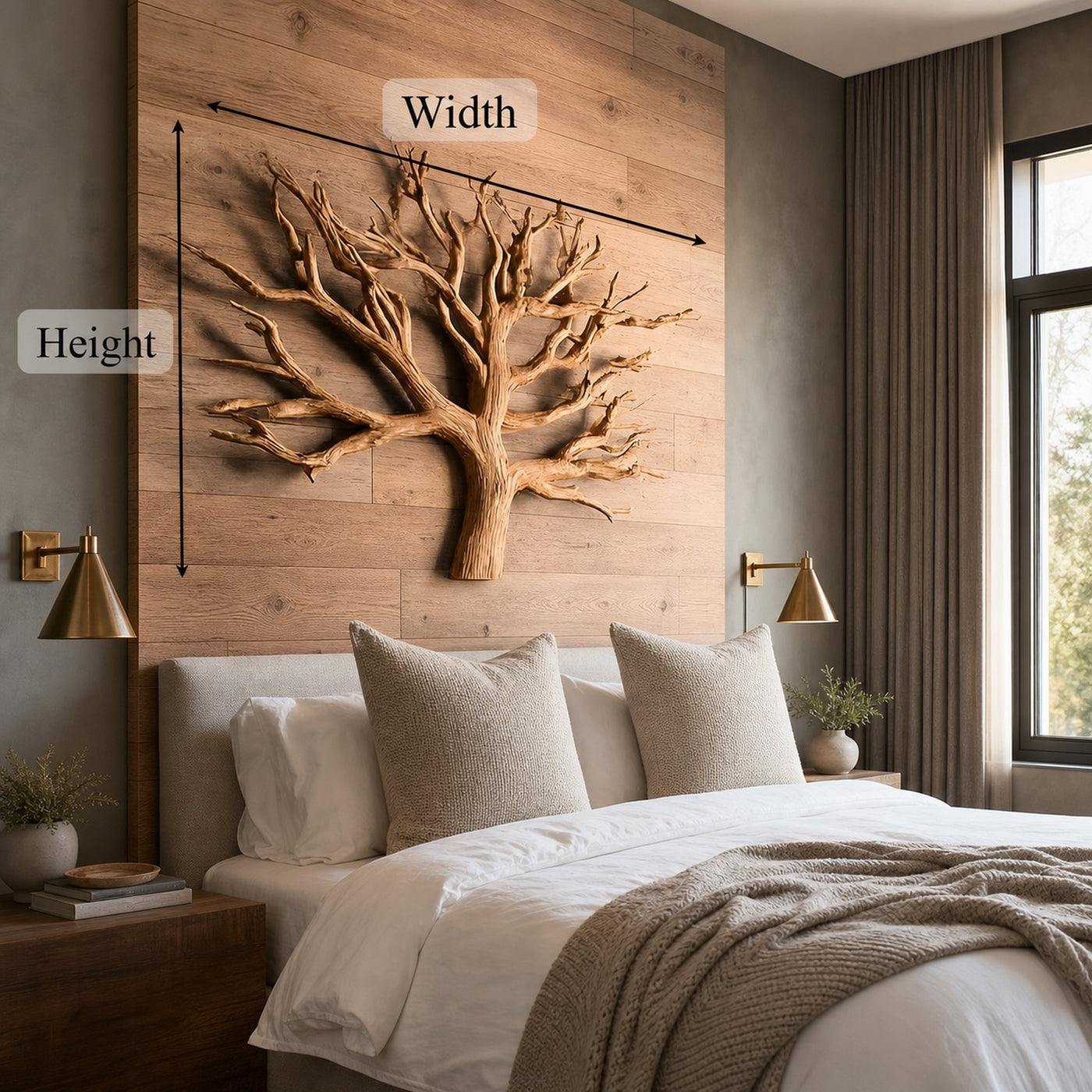 Rustic Tree Wall Art For Bedroom And Headboard Area - product view 5