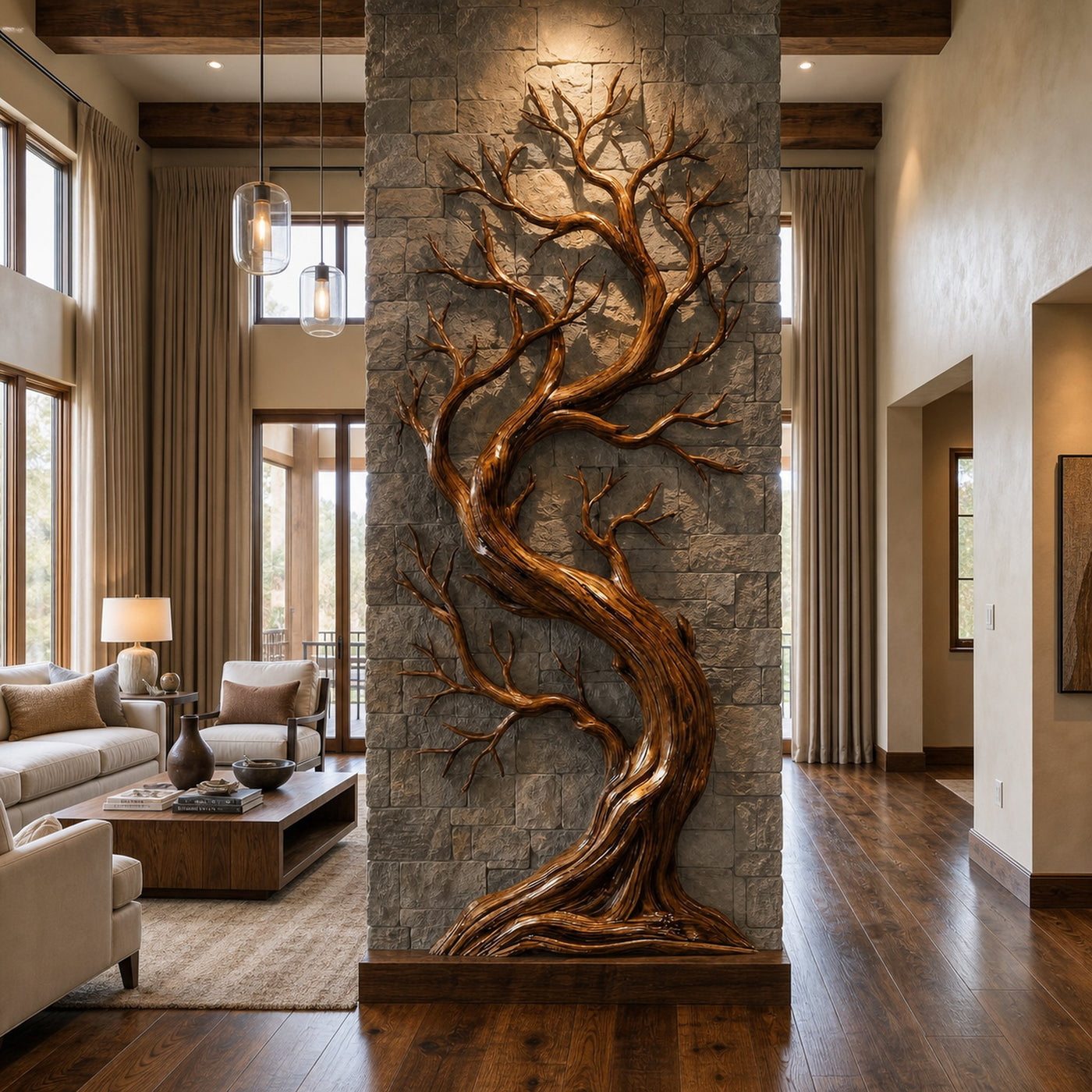 Rustic Tree Wall Art Sculpture Living Room And Hallway