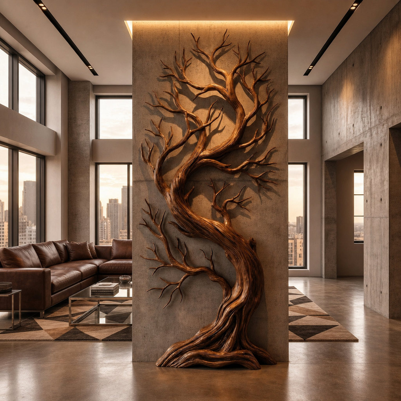 Rustic Tree Wall Art Sculpture Living Room And Hallway - product view 2