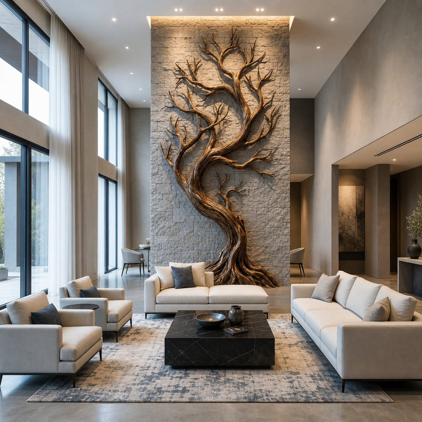 Rustic Tree Wall Art Sculpture Living Room And Hallway - product view 3