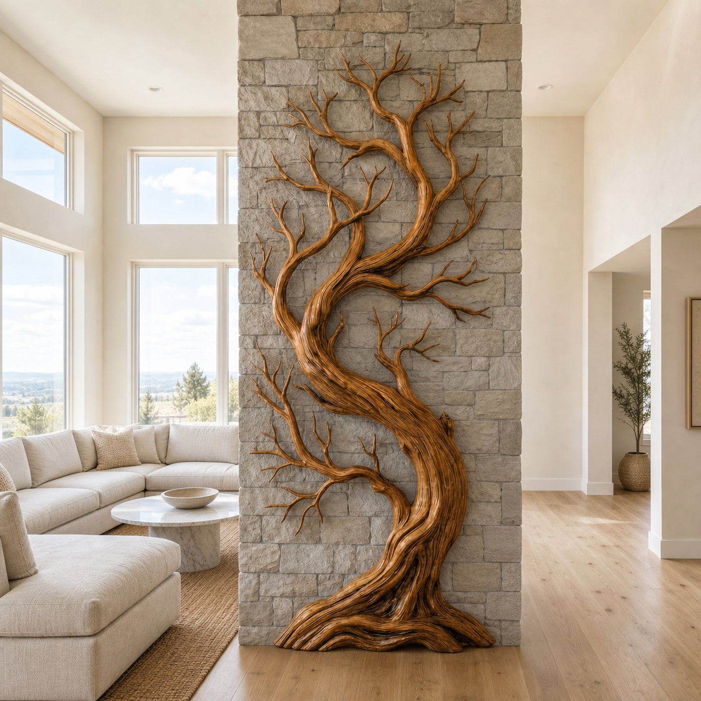 Rustic Tree Wall Art Sculpture Living Room And Hallway - product view 4