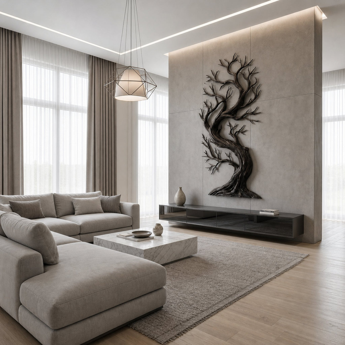 Rustic Tree Wall Art Sculpture Living Room And Hallway - product view 5