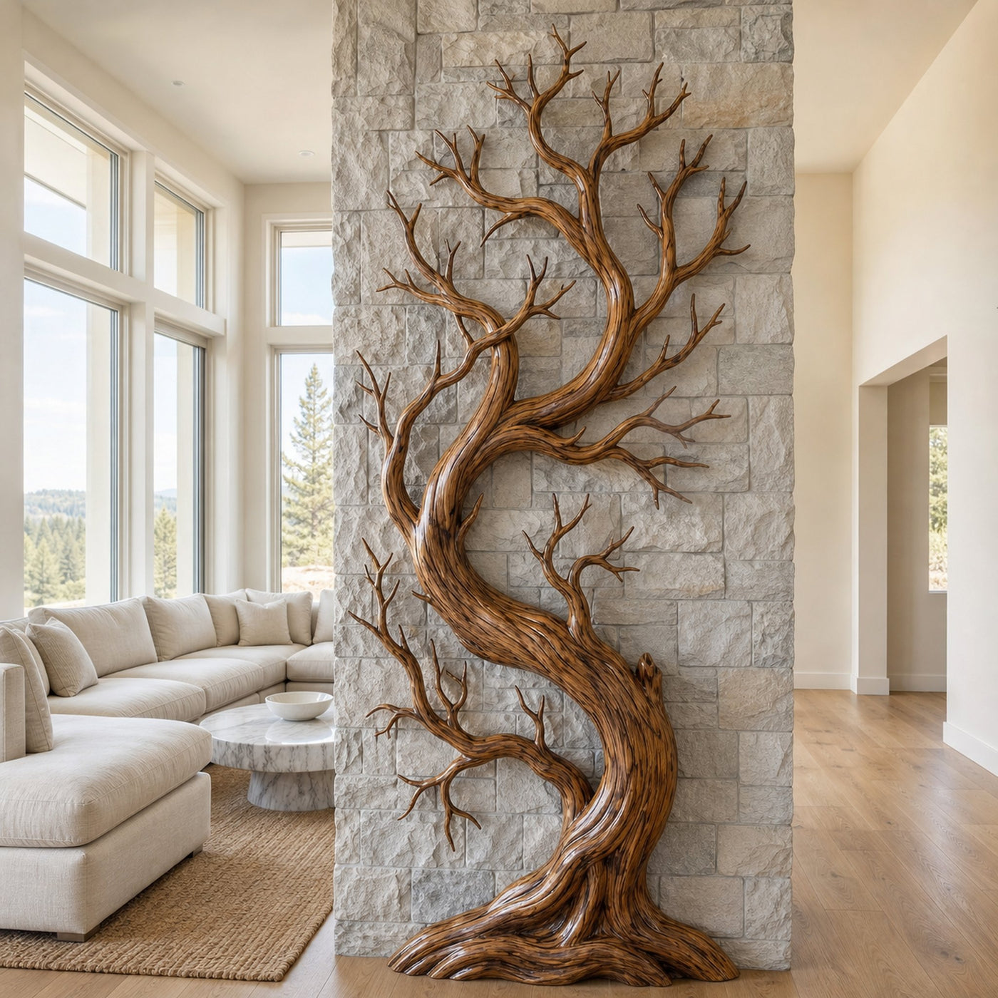 Rustic Tree Wall Art Sculpture Living Room And Hallway - product view 6