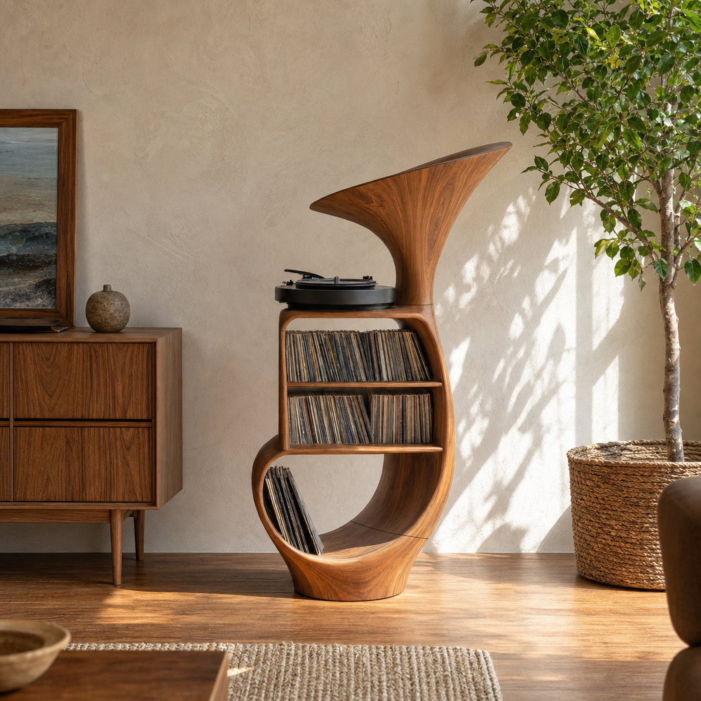 Rustic Vinyl Record Cabinet For Furniture Decor