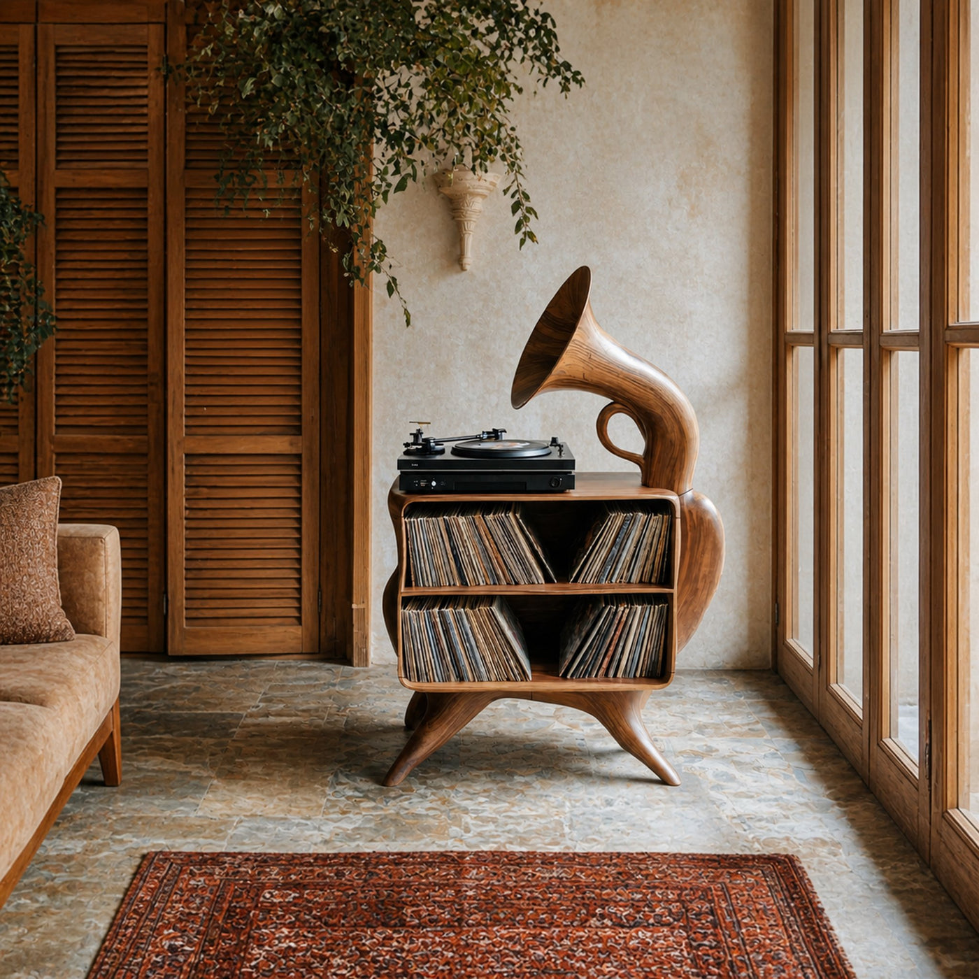 Rustic Vinyl Record Storage For Bedroom Furniture