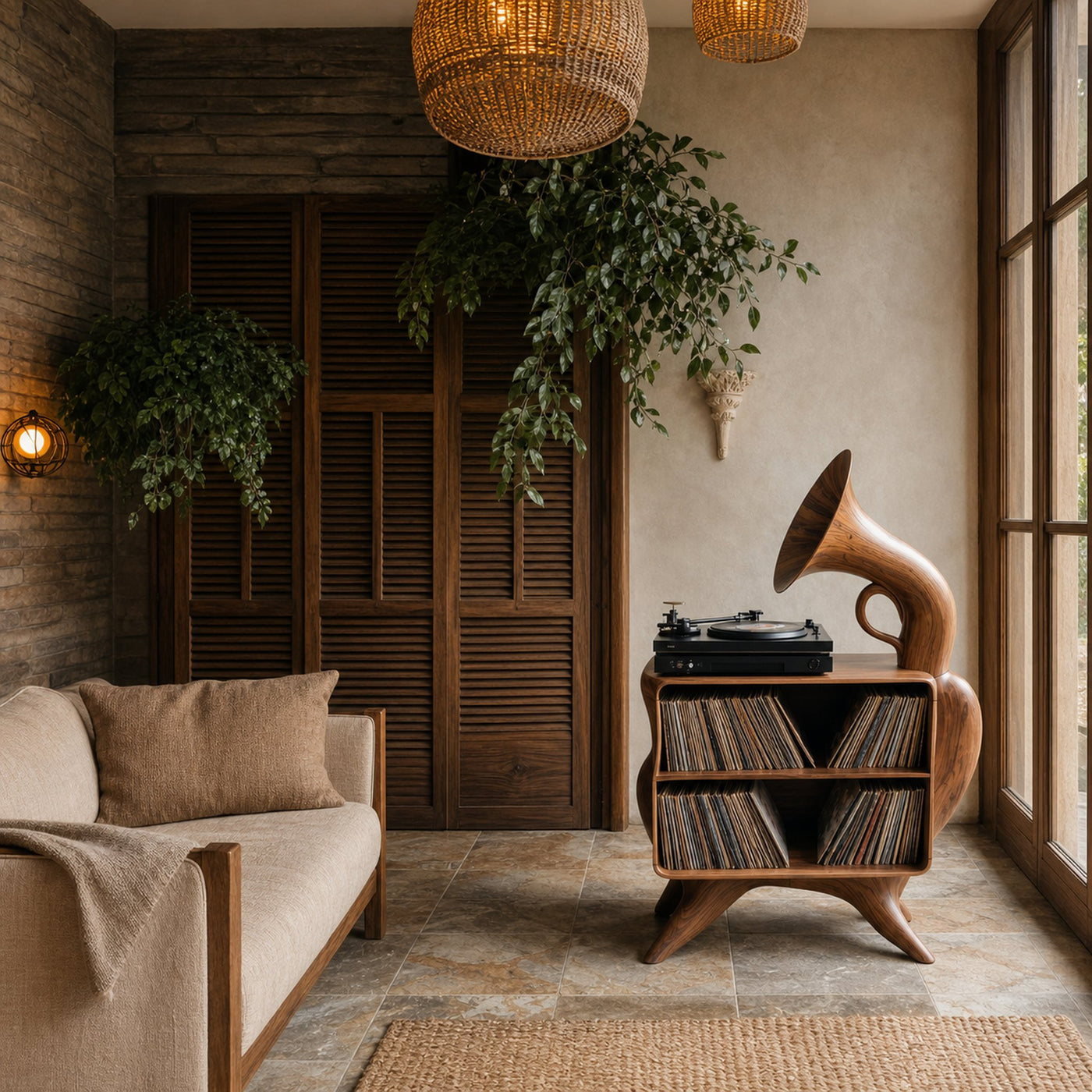 Rustic Vinyl Record Storage For Bedroom Furniture - product view 2
