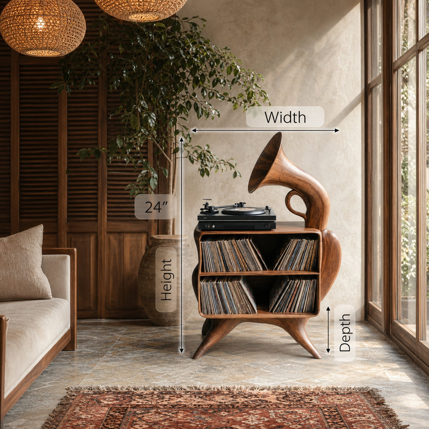 Rustic Vinyl Record Storage For Bedroom Furniture - product view 6