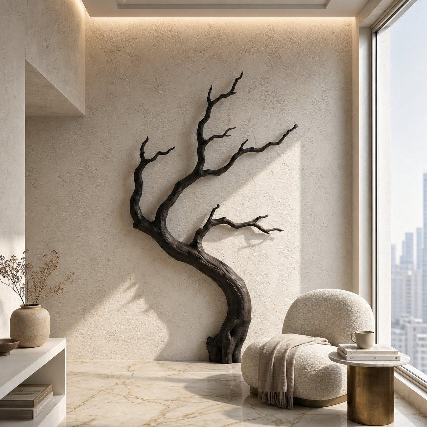 Rustic Wall Decor Tree Branch Design For Living Room