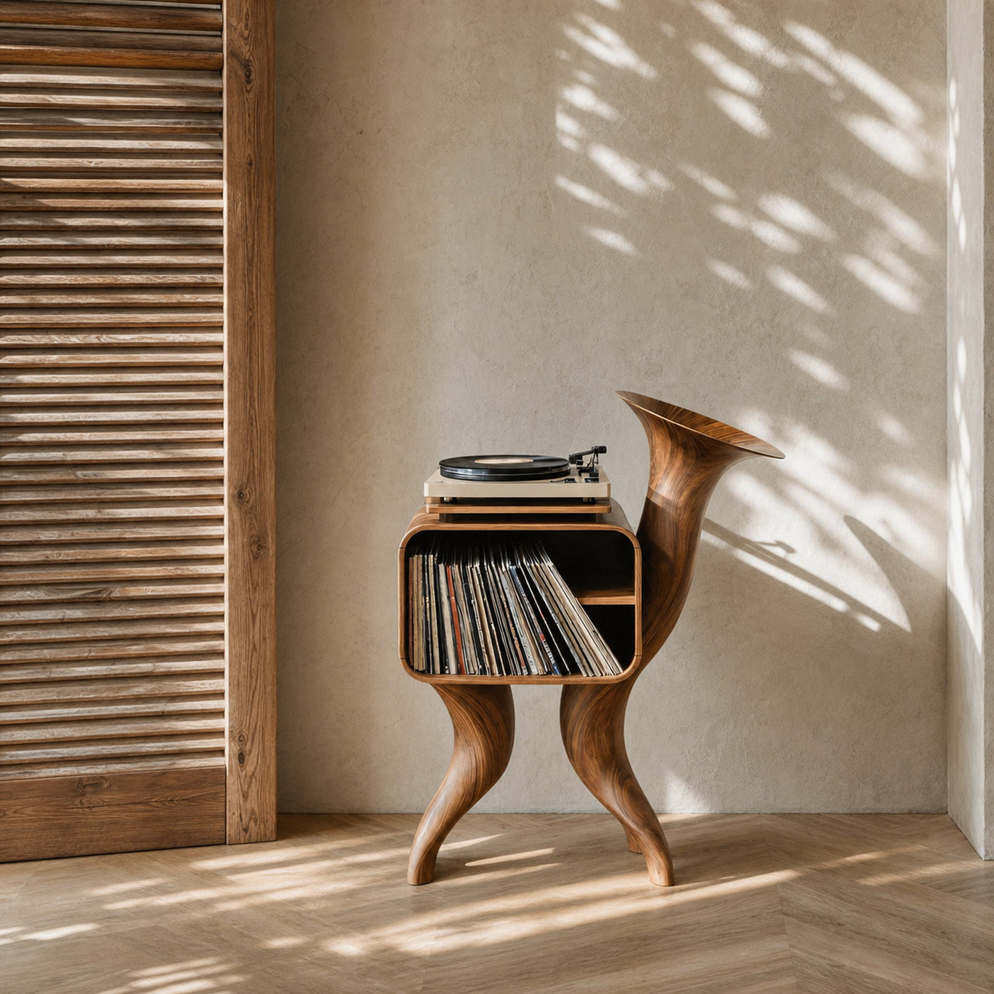 Rustic Wood Record Stand For Bedroom Organization