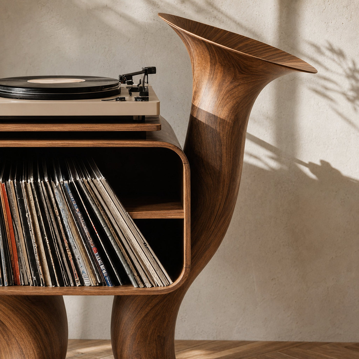 Rustic Wood Record Stand For Bedroom Organization - product view 4