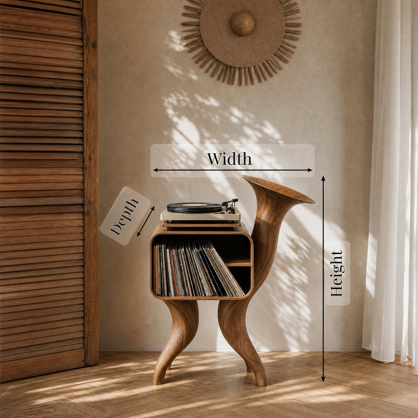 Rustic Wood Record Stand For Bedroom Organization - product view 6