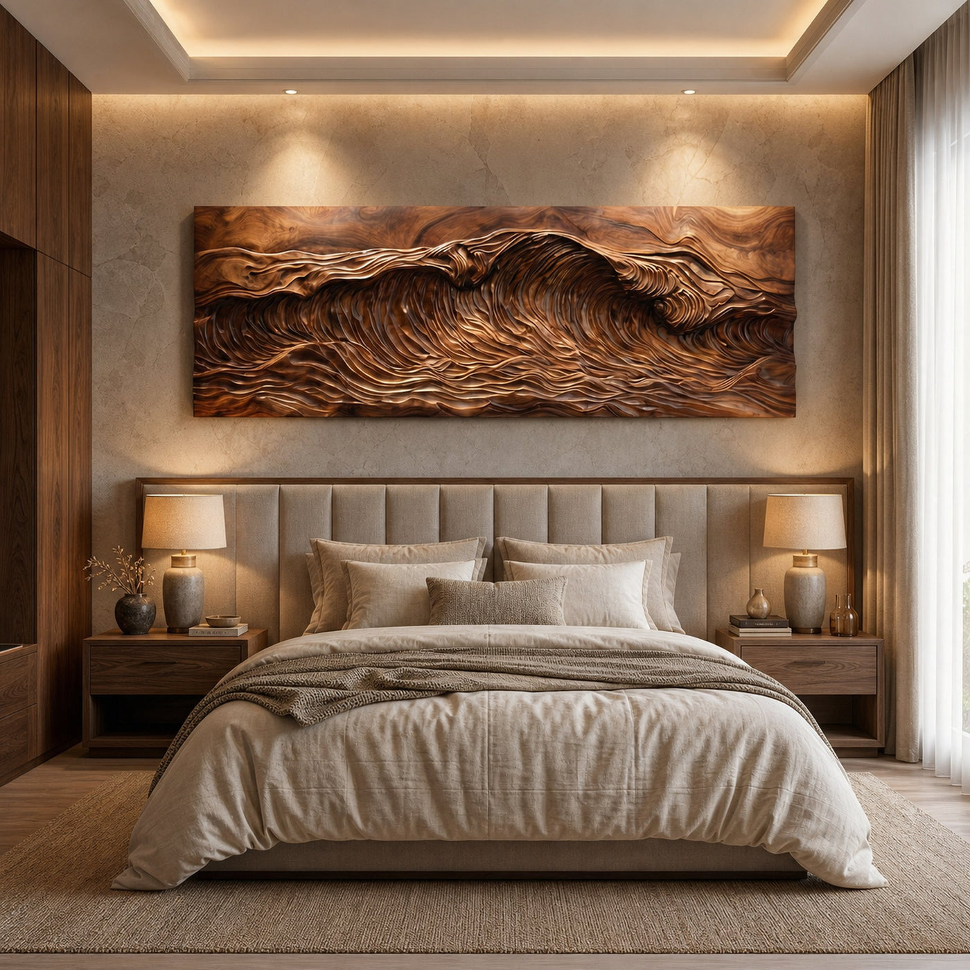 Rustic Wood Relief Wall Decor Living Room And Bedroom - product view 2