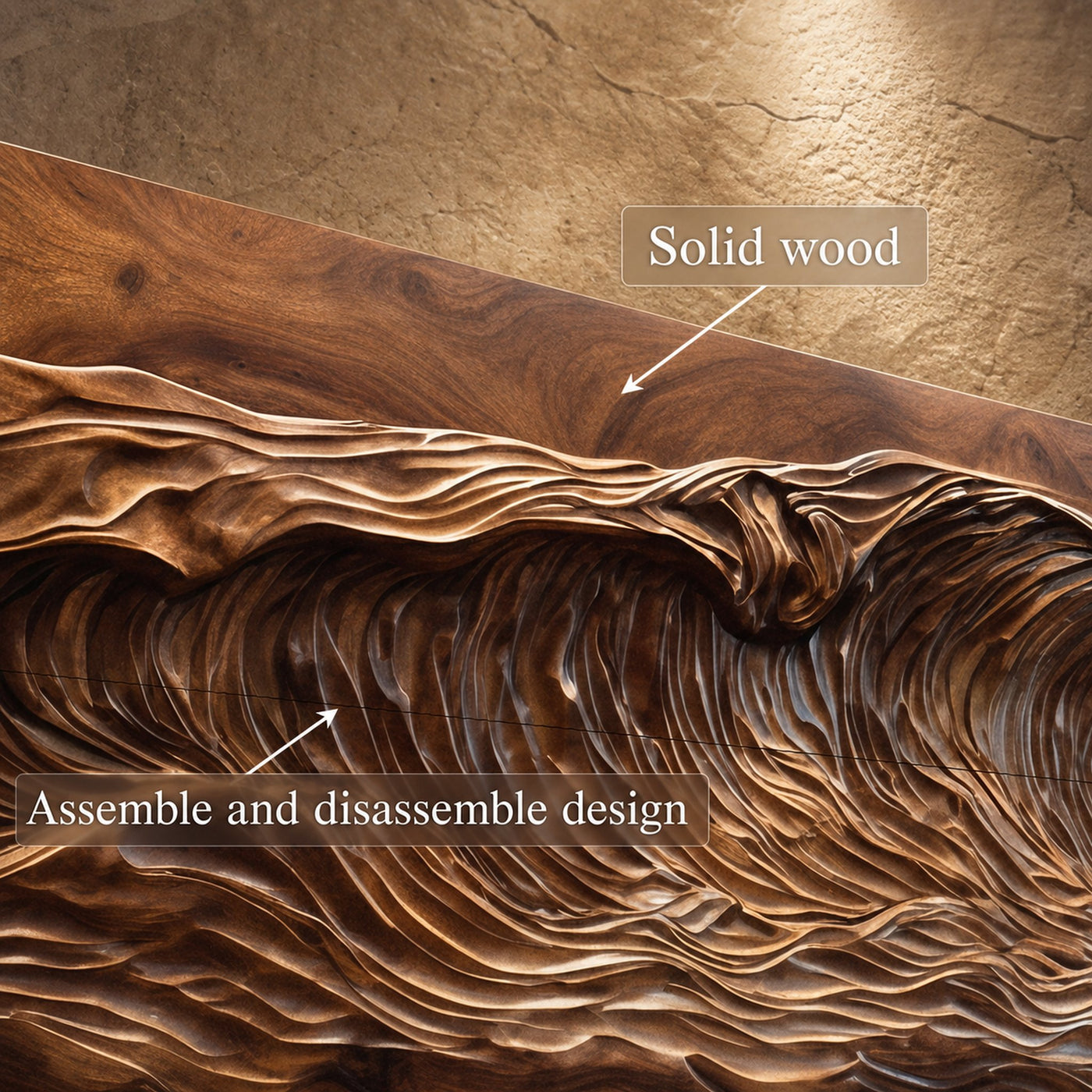 Rustic Wood Relief Wall Decor Living Room And Bedroom - product view 5