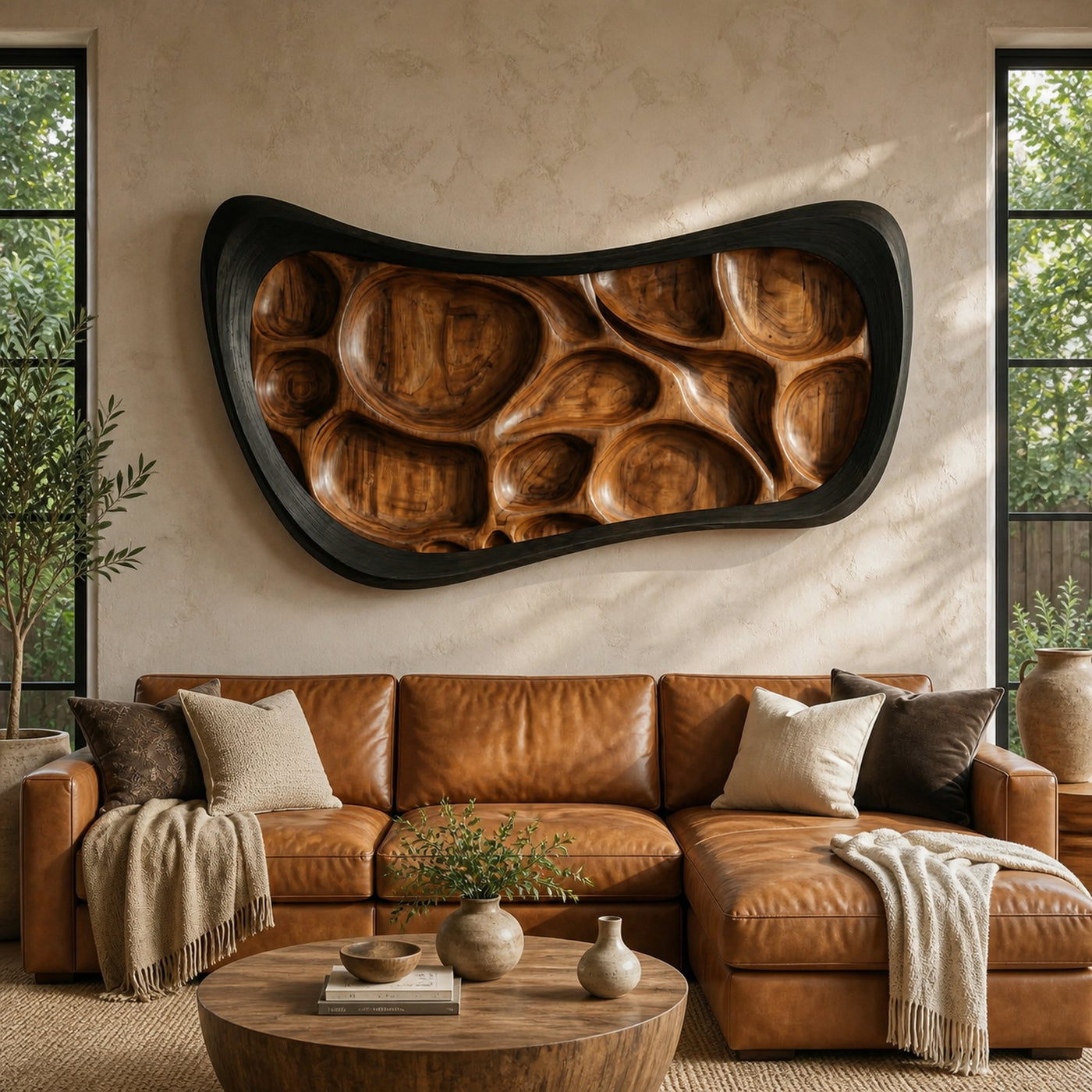 Rustic Wood Sculpture Wall Panel Living Room And Lounge
