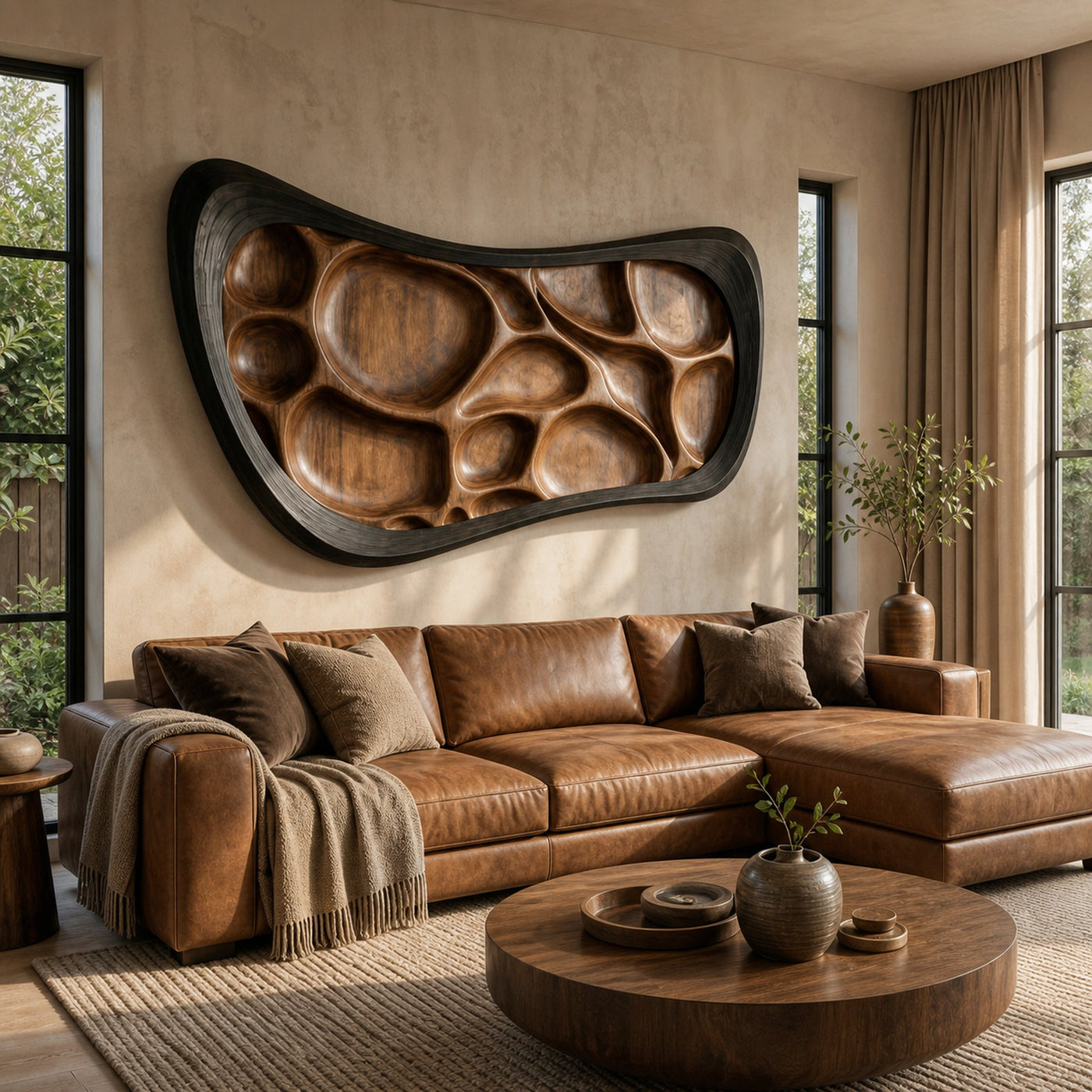 Rustic Wood Sculpture Wall Panel Living Room And Lounge - product view 5