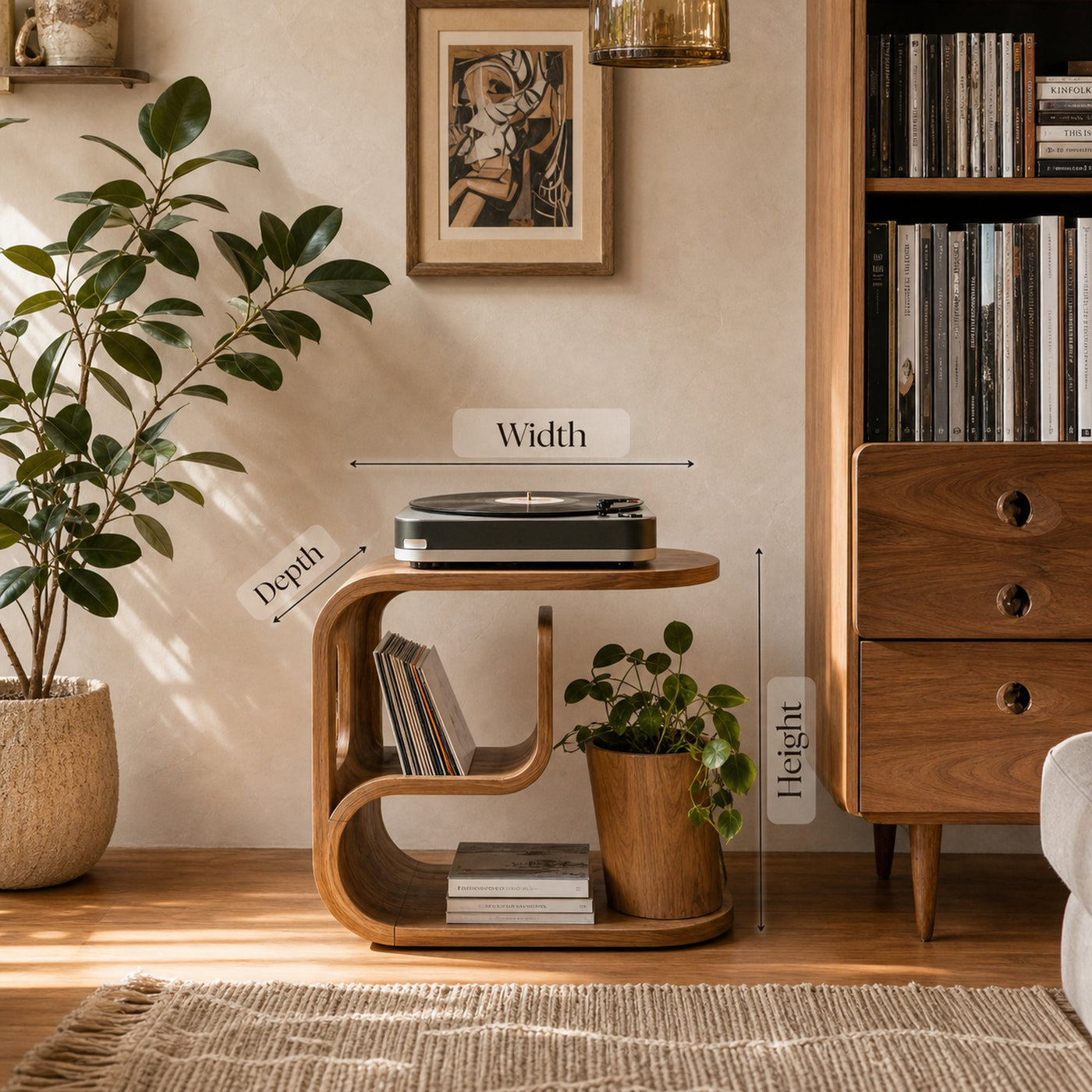 Rustic Wood Vinyl Player Stand For Livingroom Setup - product view 6