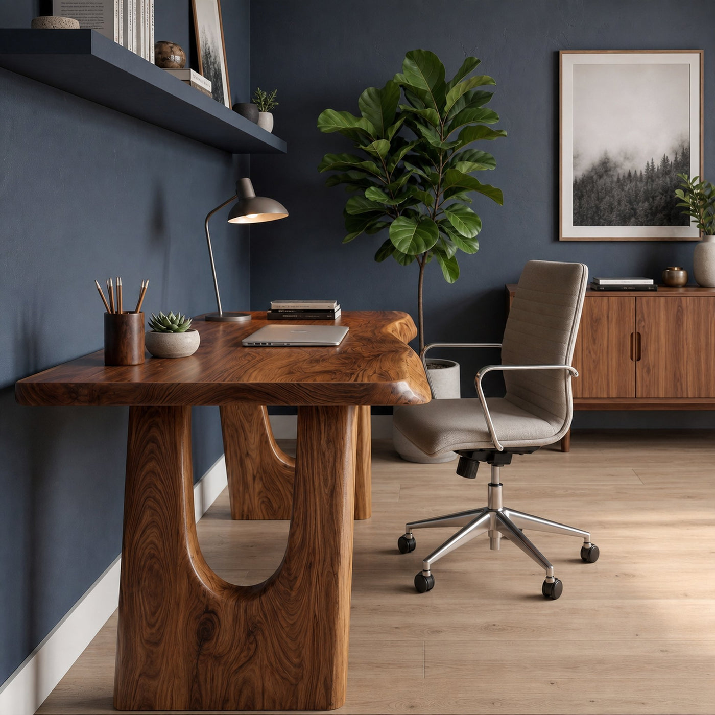 Rustic Wooden Desk For Home Office And Study Room Workspace - product view 2