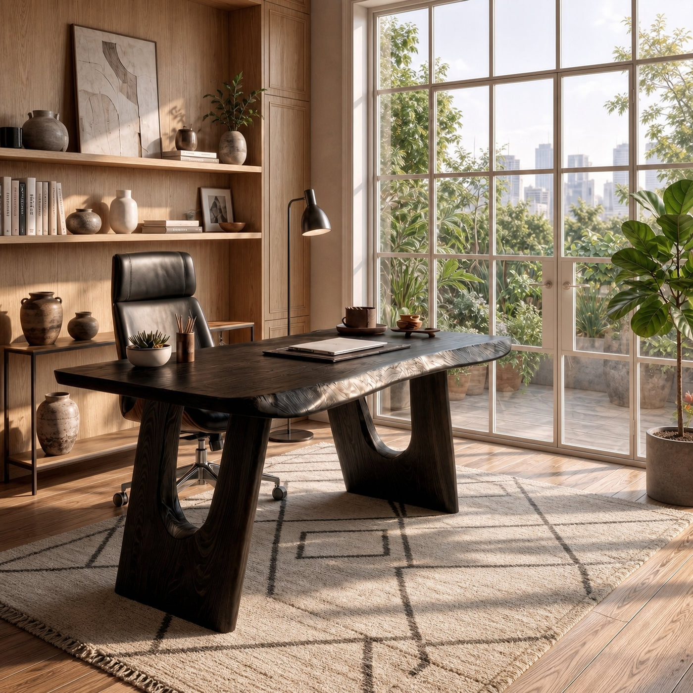 Rustic Wooden Desk For Home Office And Study Room Workspace - product view 4