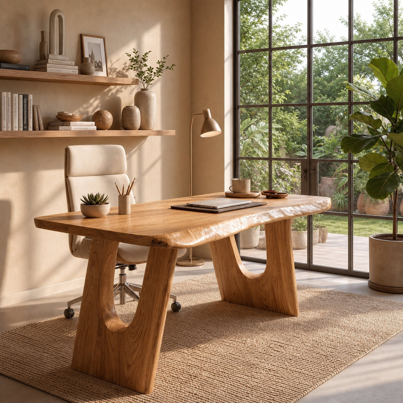 Rustic Wooden Desk For Home Office And Study Room Workspace - product view 5