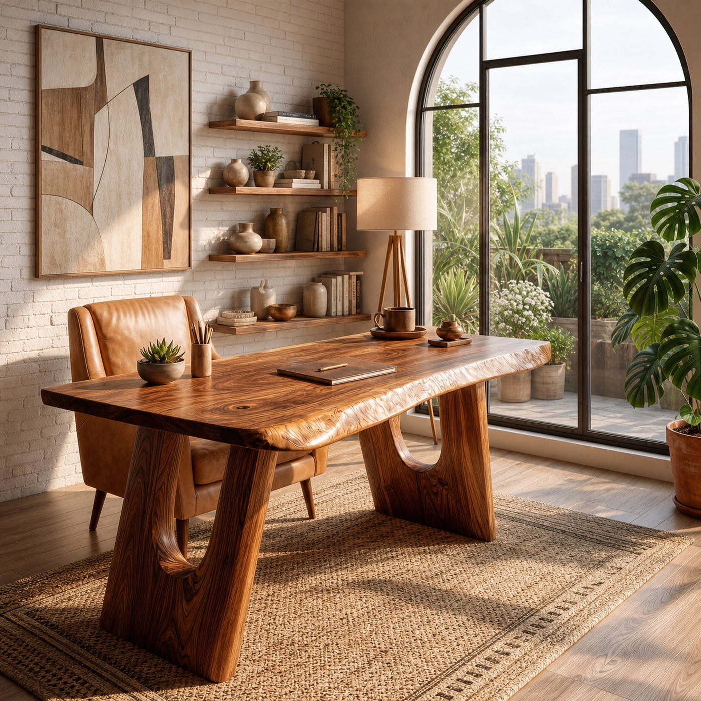 Rustic Wooden Desk For Home Office And Study Room Workspace - product view 6