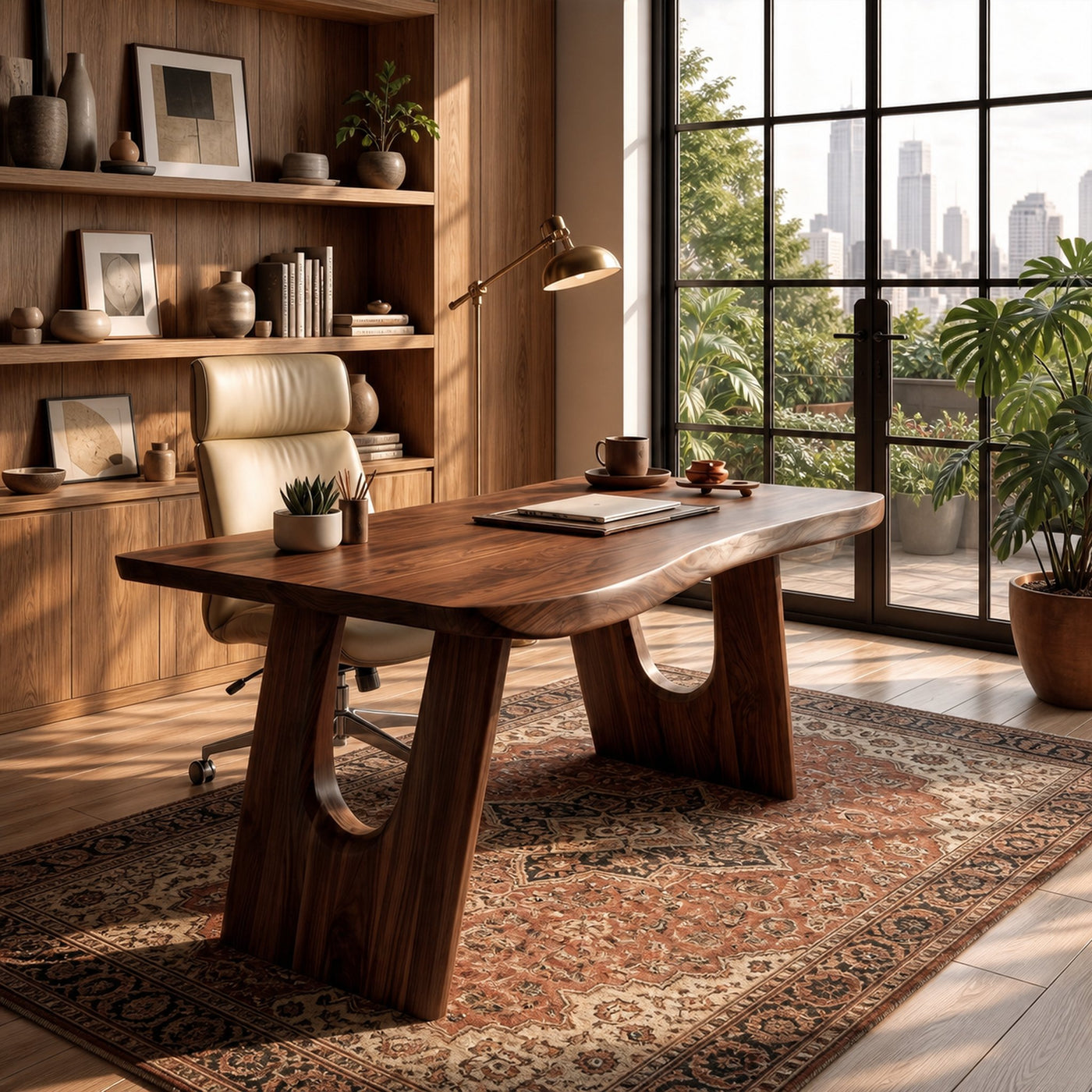 Rustic Wooden Desk For Home Office And Study Room Workspace - product view 7