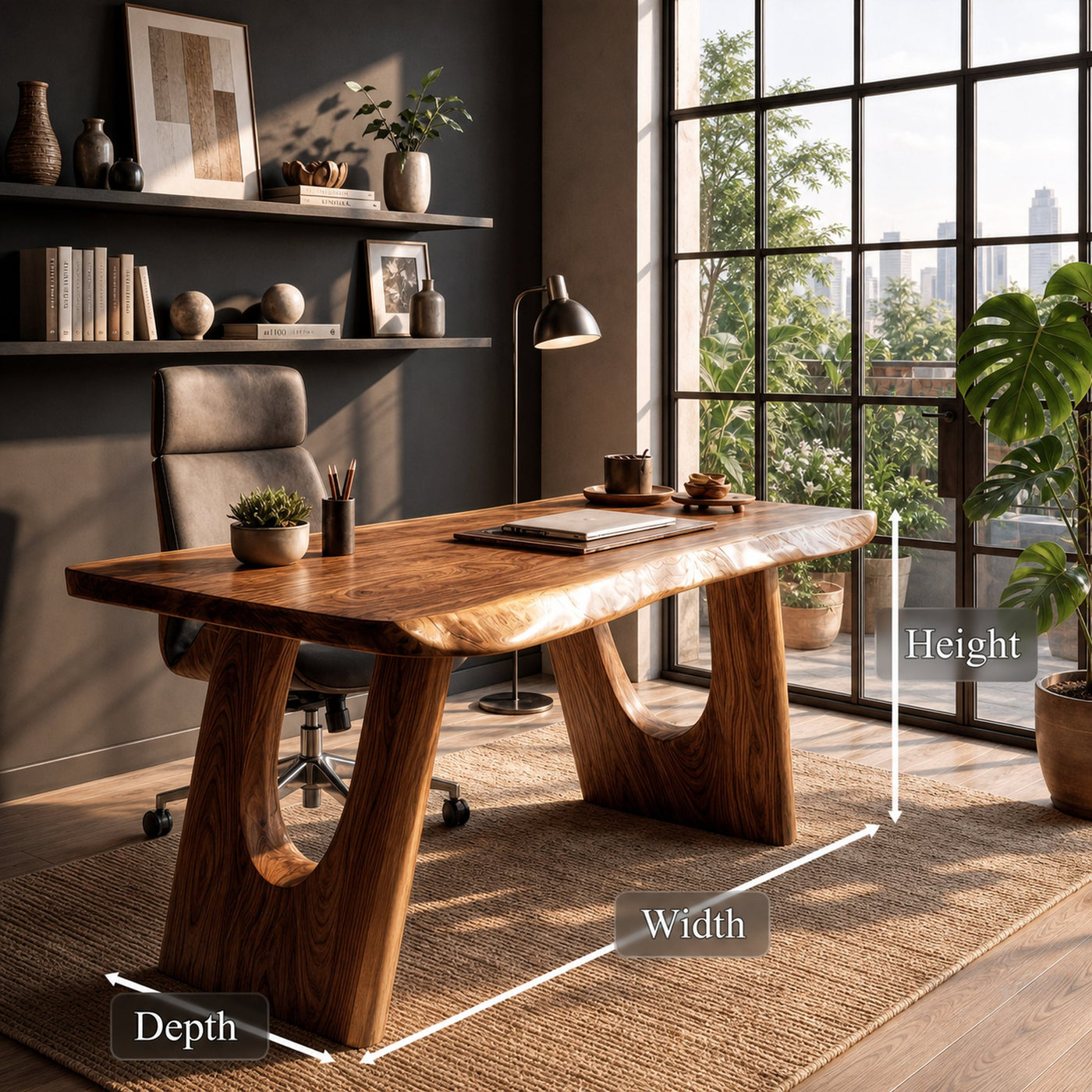 Rustic Wooden Desk For Home Office And Study Room Workspace - product view 8