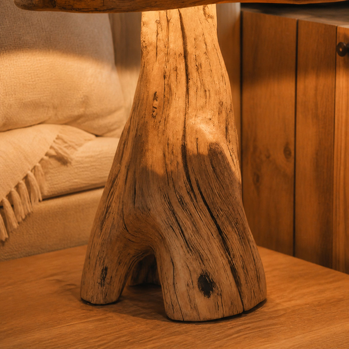 Rustic Wooden Mushroom Table Lamp For Bedroom Or Living Room - product view 4