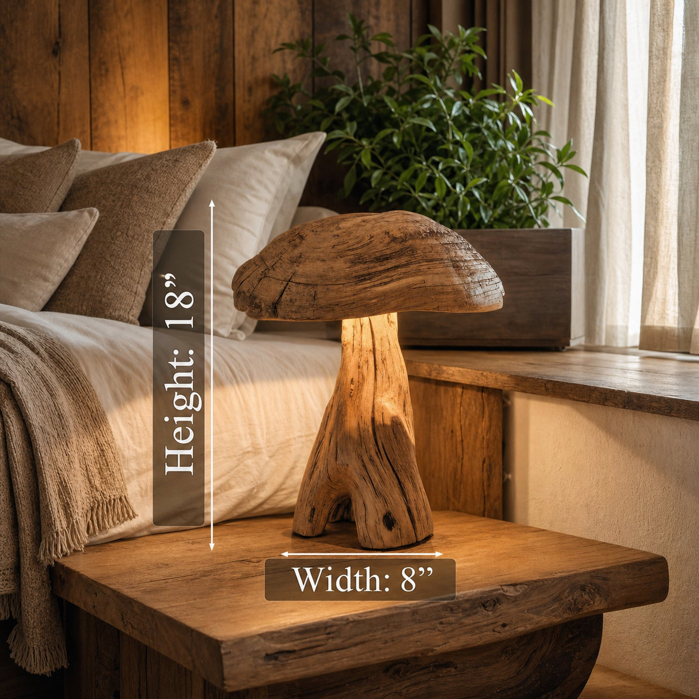 Rustic Wooden Mushroom Table Lamp For Bedroom Or Living Room - product view 6