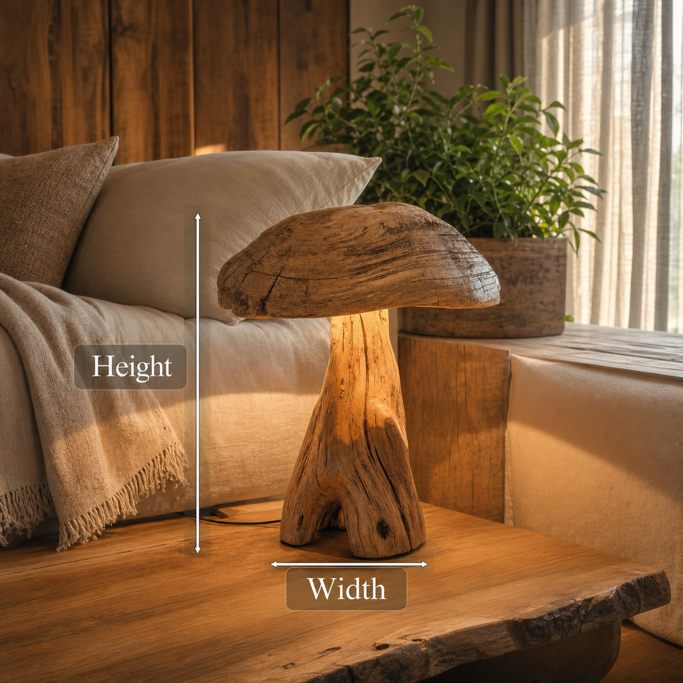 Rustic Wooden Mushroom Table Lamp For Bedroom Or Living Room - product view 7