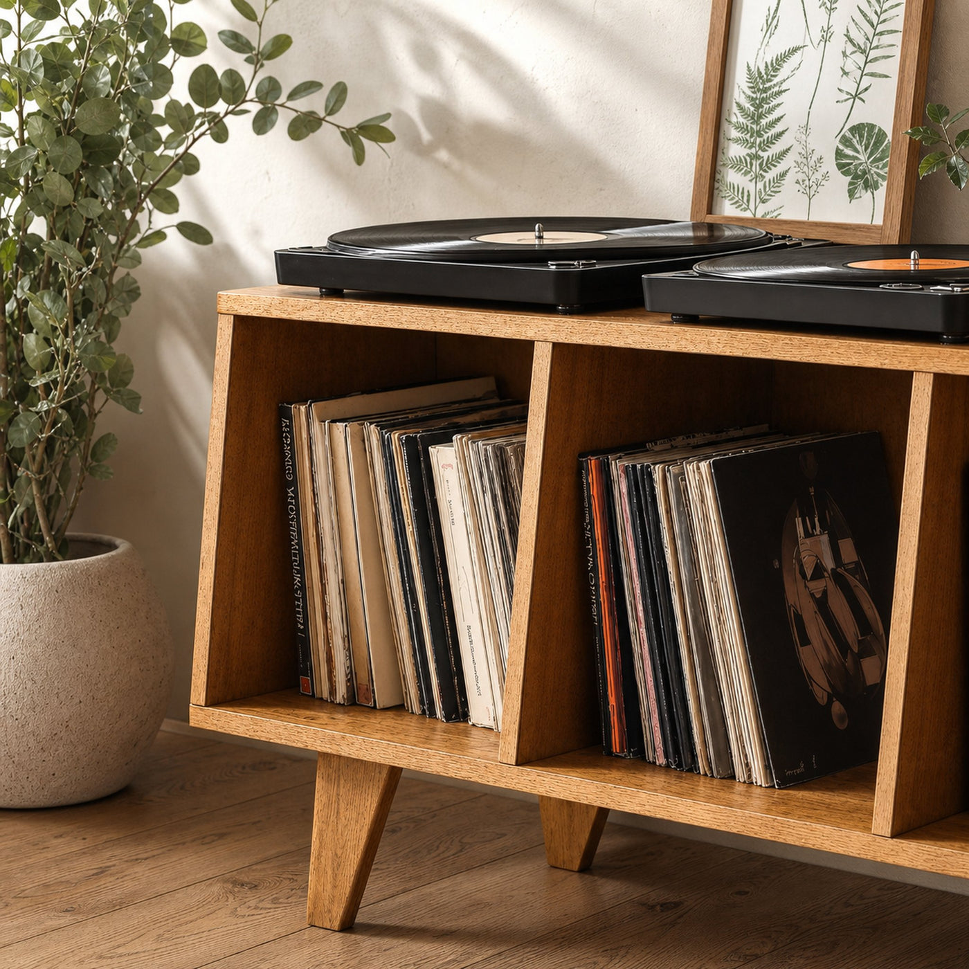 Rustic Wooden Record Player Table For Living Room Furniture - product view 3